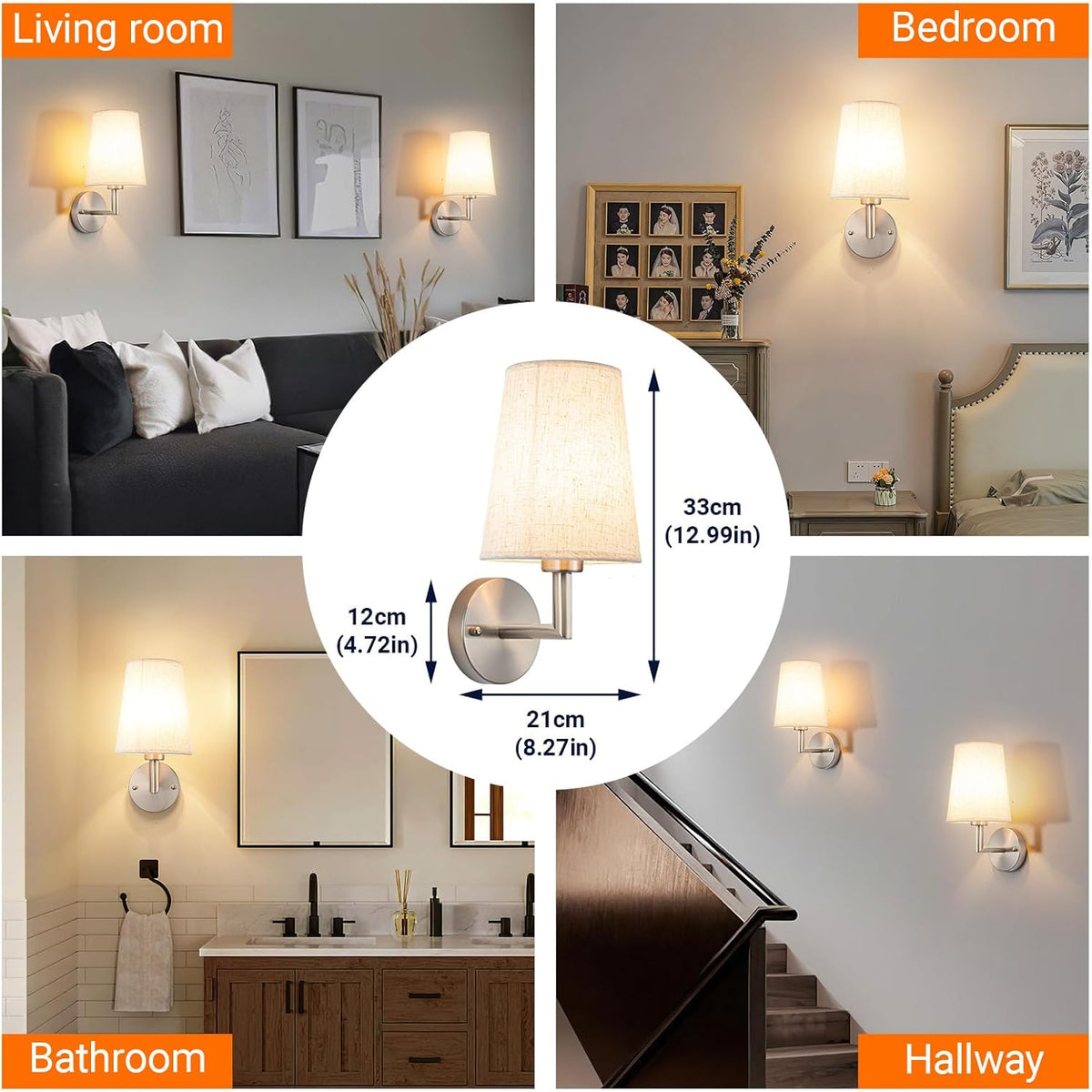 Wall Sconce Battery Operated Wall Light Fixure with Remote Control, Dimmable Battery Operated Wall Sconces Set Of Two