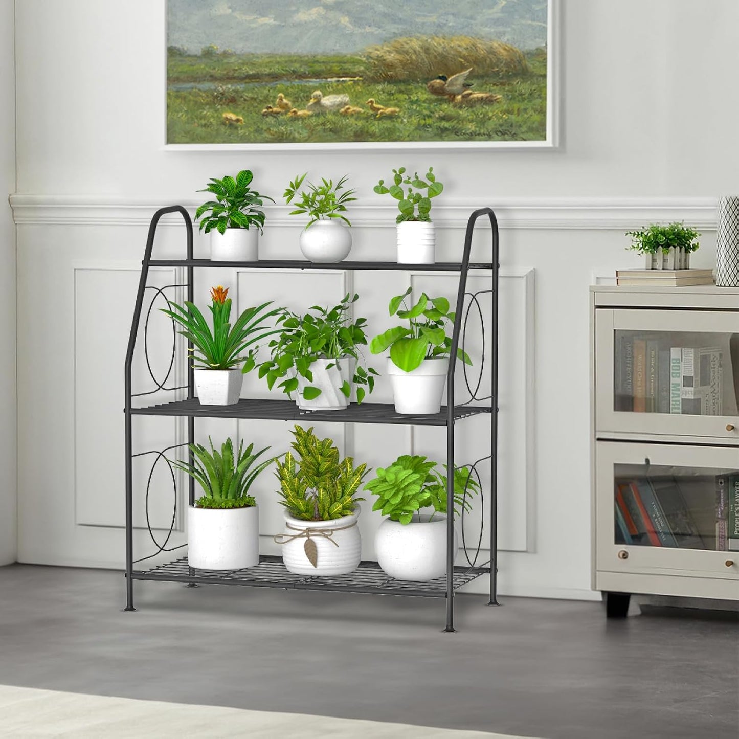 VyGrow Plant Stand, 3 Tier Plant Shelf for Indoor Outdoor, Heavy Duty Metal Outdoor Plant Stand Holder Rack for Living