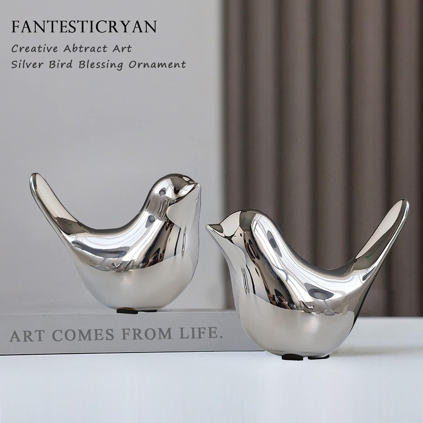 Small Birds Statues Gold Home Decor Modern Style Figurine Decorative / Medium & Large / Silver