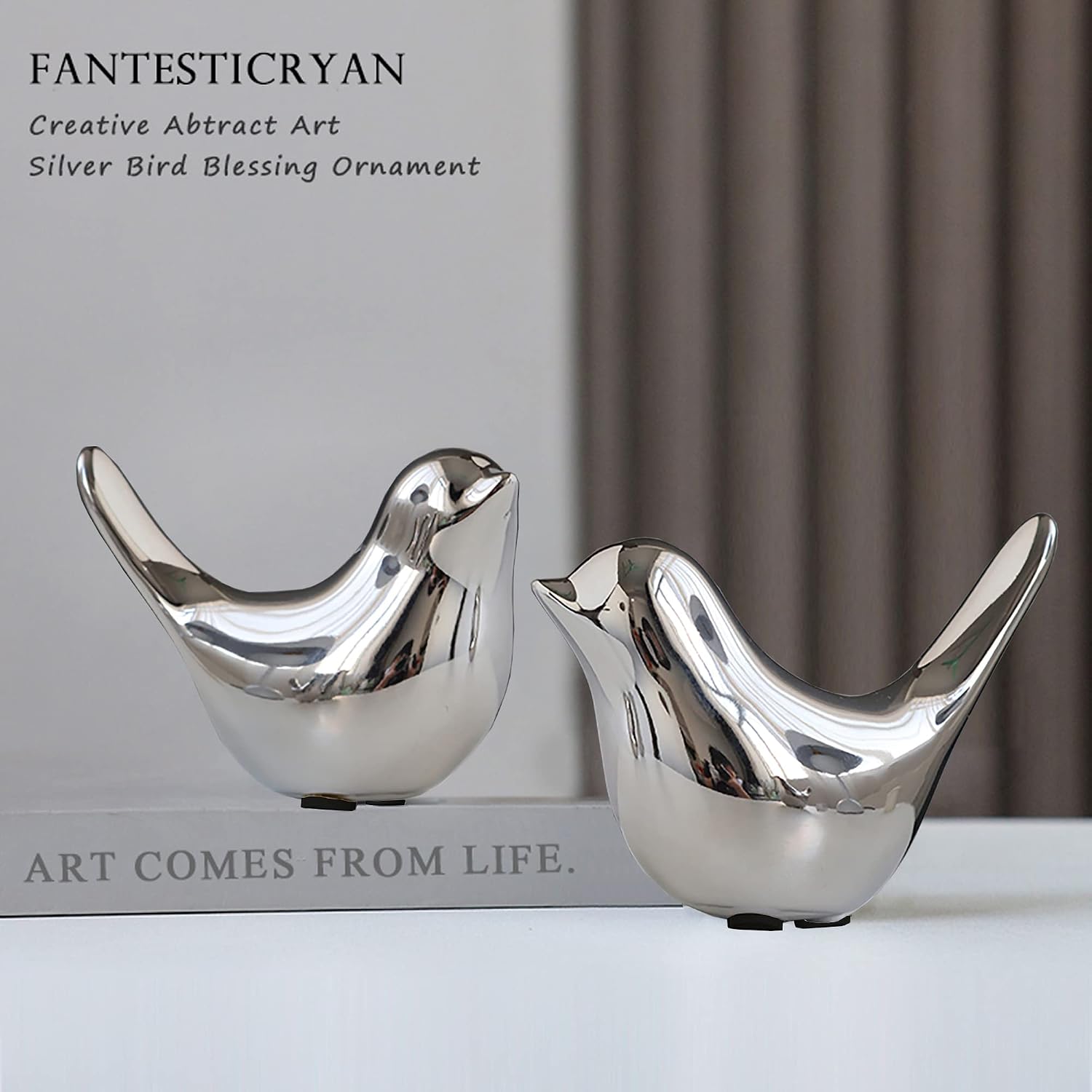 Small Birds Statues Gold Home Decor Modern Style Figurine Decorative / Medium & Large / Silver