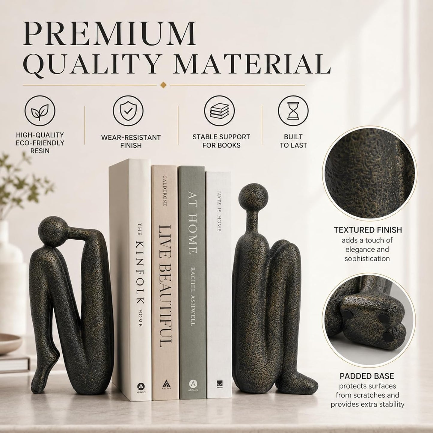 Decorative Bookends / Heavy Duty Resin Book Ends