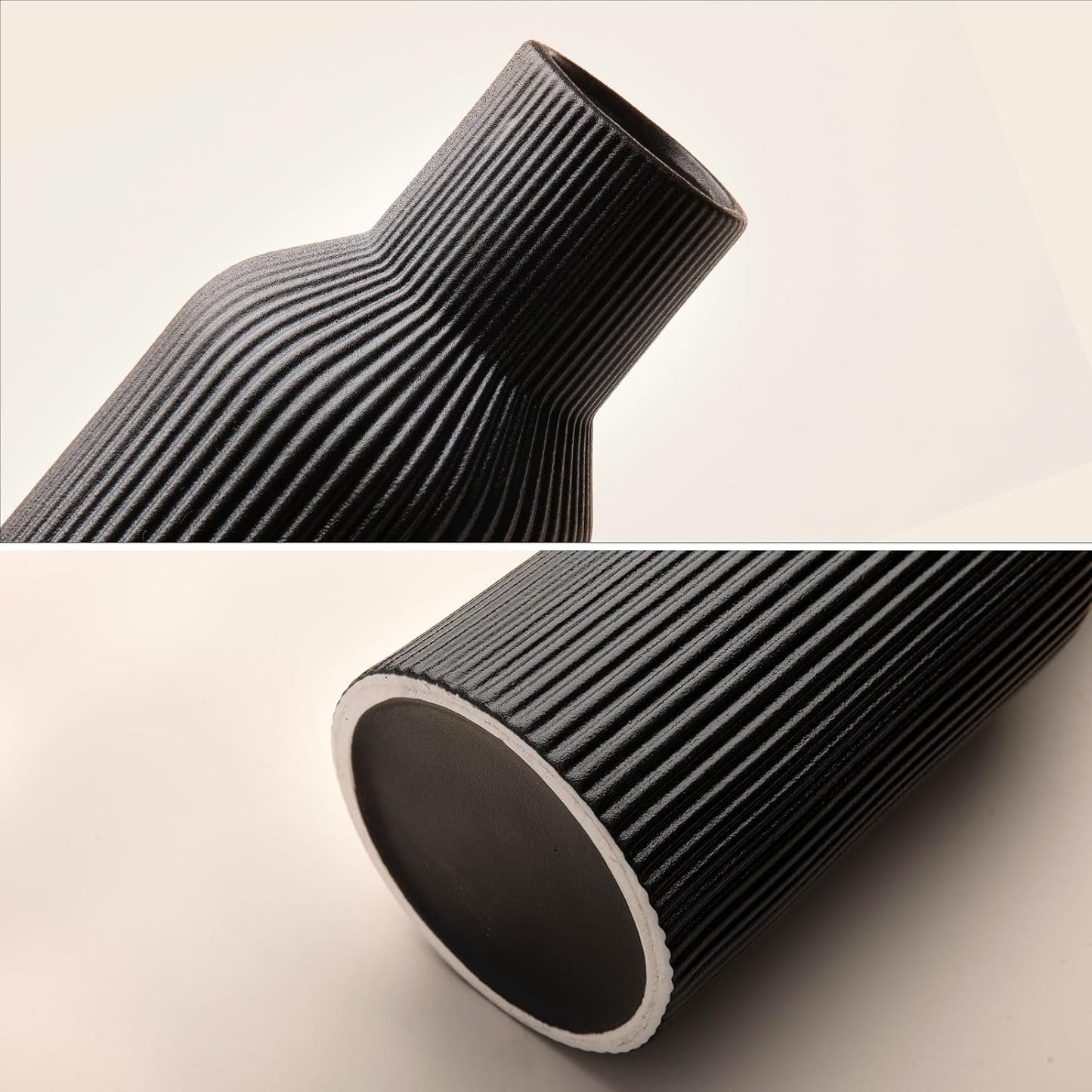Black Ceramic Tall Vase / 1-piece-set / Medium Black