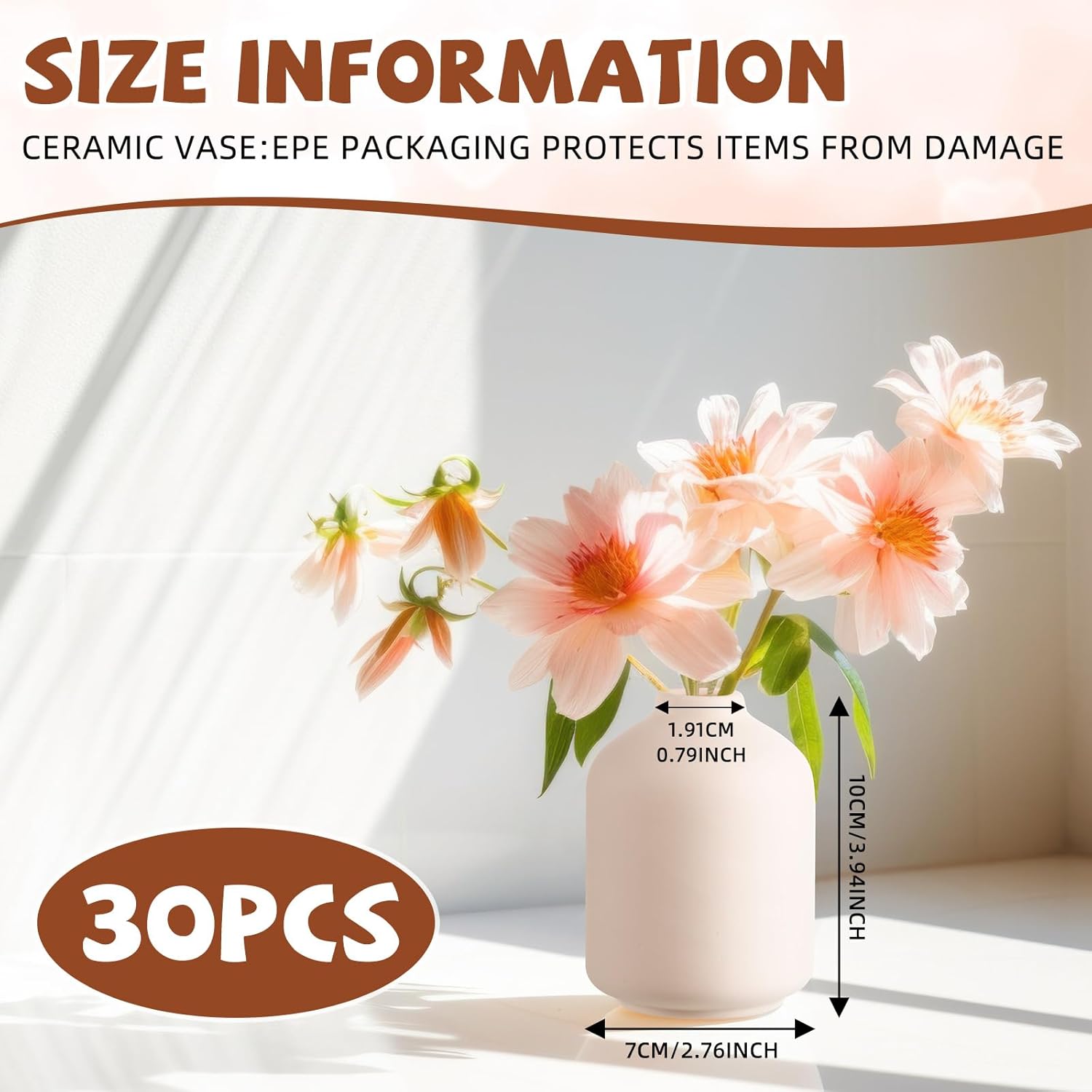 Ceramic Bud Vases Bulk Valentine's Day Decoration Boho / 3.9"*2.76 / Stylish / White / Set of 30