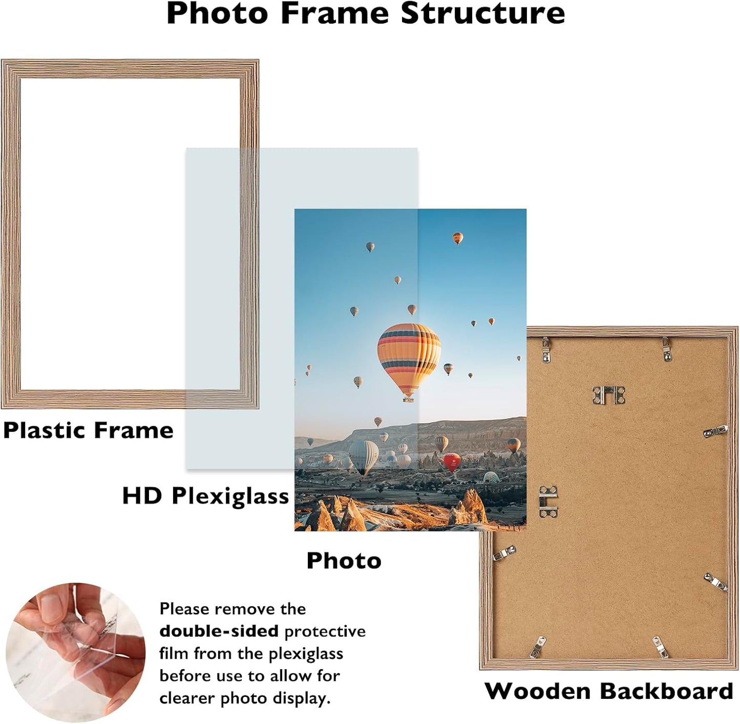 JCJMY 10x13 Rustic Brown Picture Frame Set of 4, Horizontal and Vertical Formats for Wall Hanging, 10 x 13 Wall Gallery