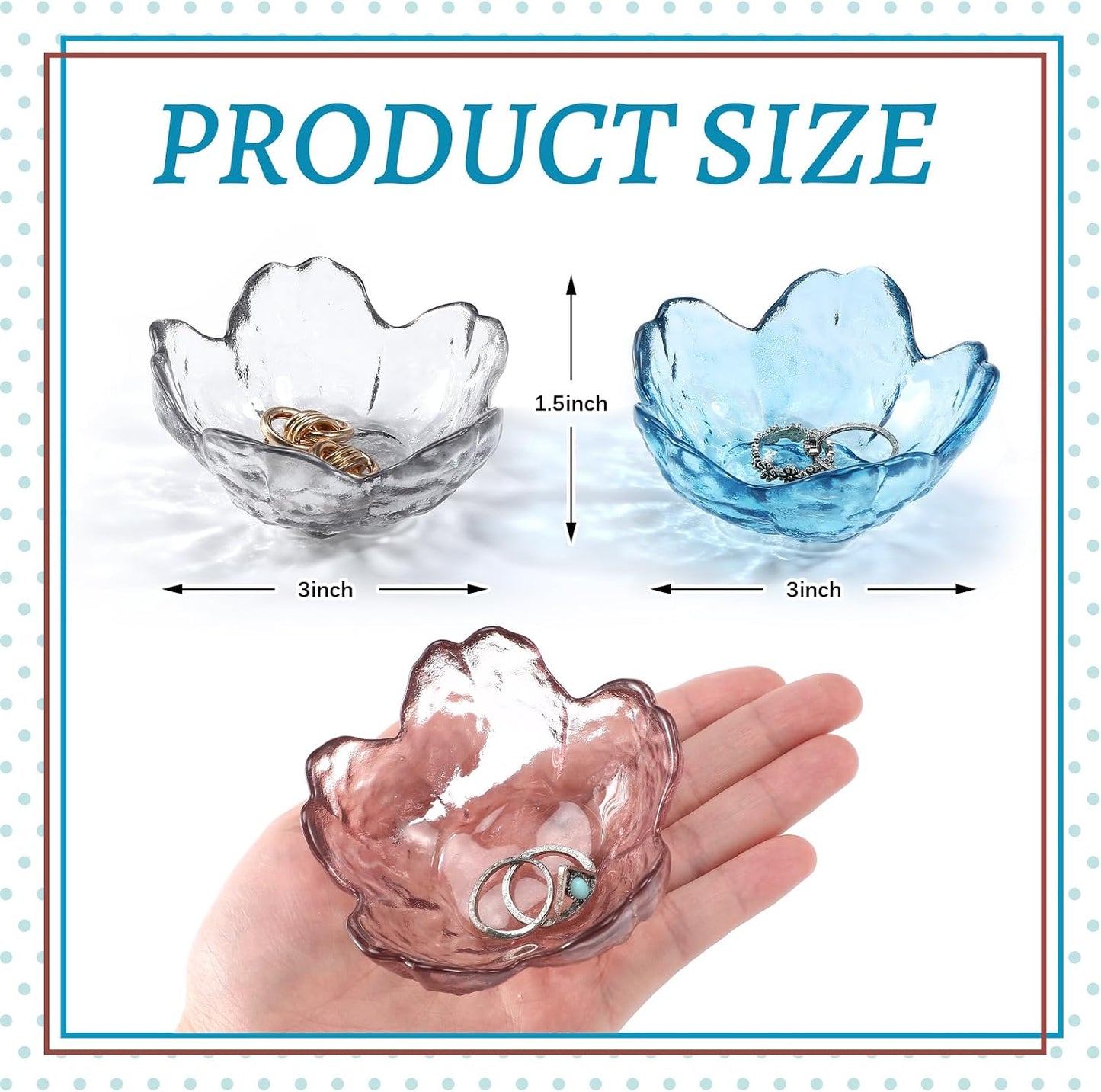 Flower Jewelry Dish Glass Ring Holder Small Decorative Trinket Tray Aesthetic Jewelry / Set of 4
