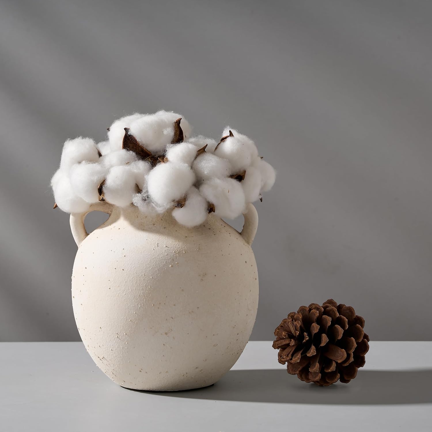 Rustic Vase / Ceramic Vase / Beige-5.8 / 5.8 Inch
