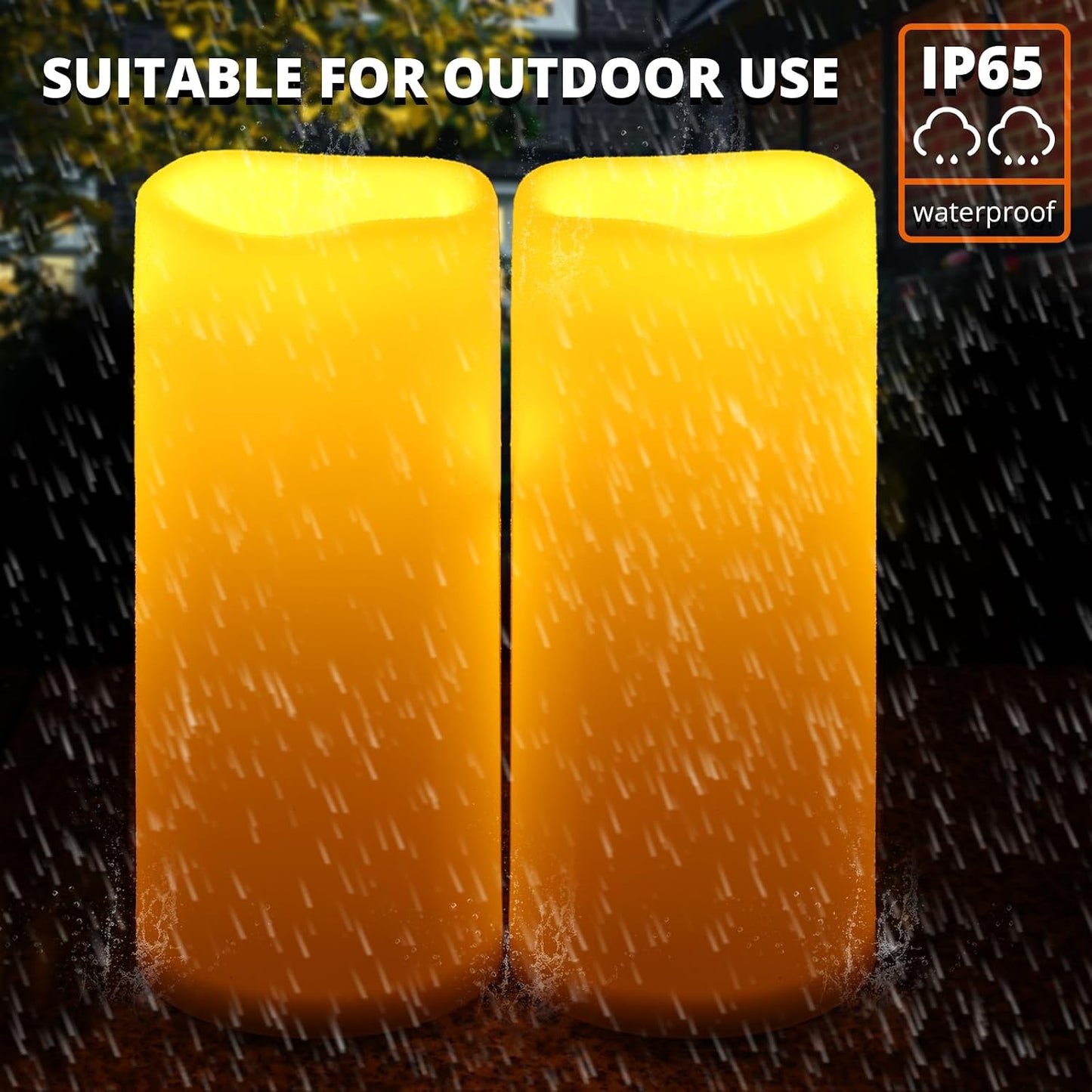 NURADA Large Outdoor Flameless Candles 12" x 5" - Waterproof LED Pillar Flickering Candle Battery Operated with Timer