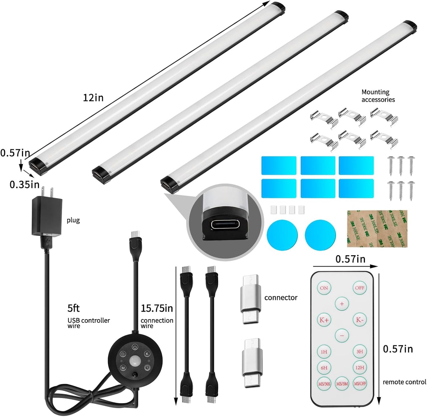LED Under cabinet lights Dimmable Reading Light Bar for Kitchen Workbench | THLIFURE,Brightness Dimming,Warm to Cool