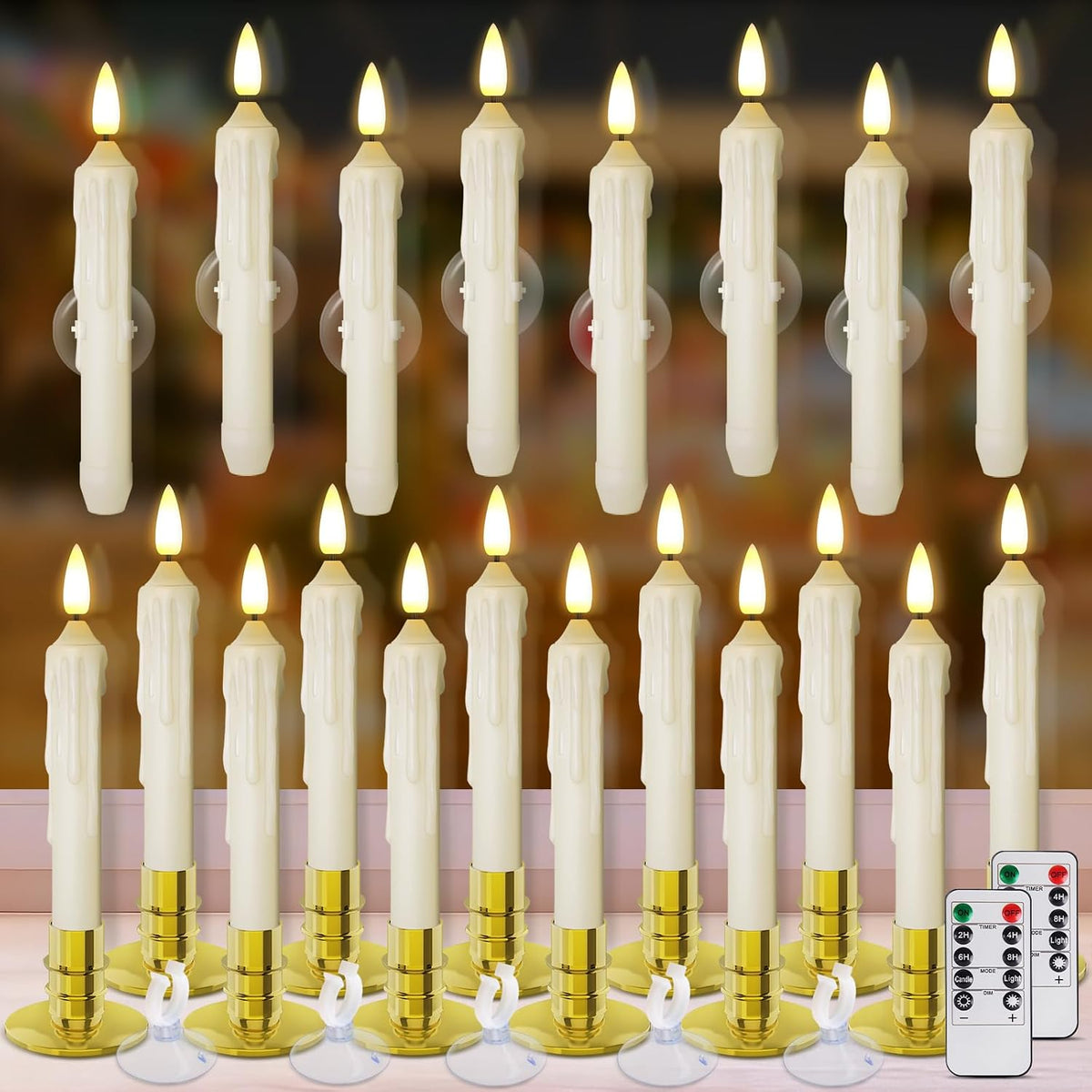 20 Pack Window Candles Battery Operated LED with Remote Timer