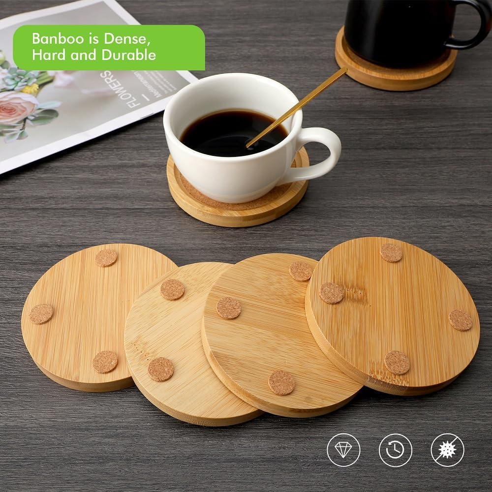 Holder / Bamboo Coasters for Drinks Coaster Sets Rustic / Set of 6