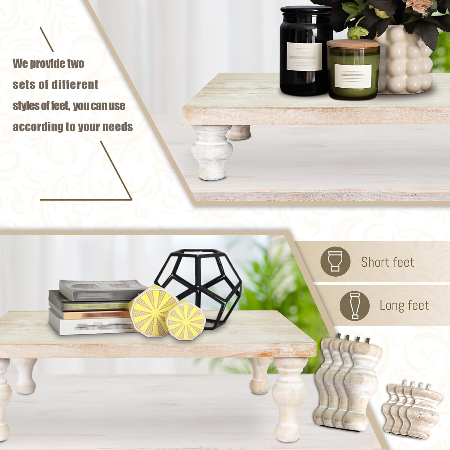 Rustic Wash White Tray Riser / Rectangle - Wash White