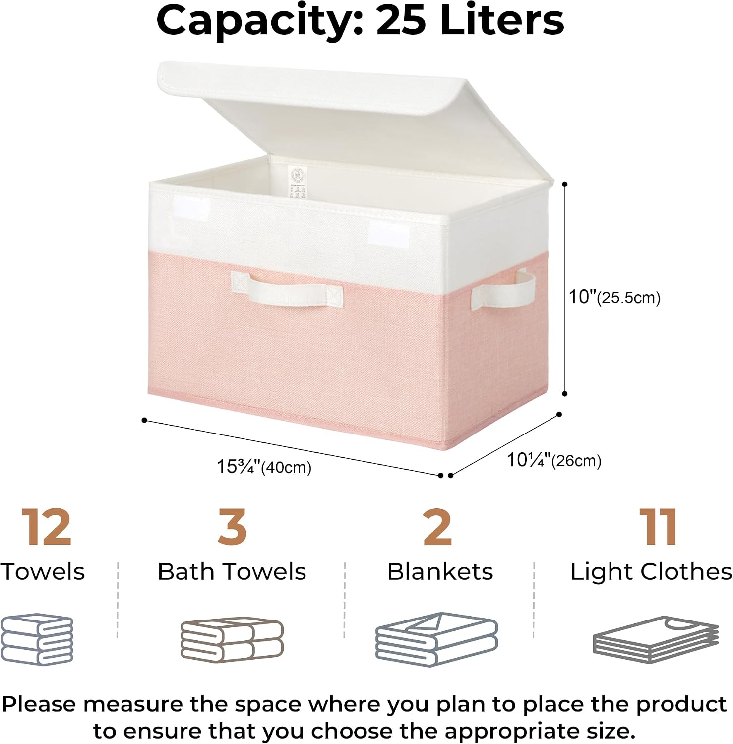 Storage Baskets / Decorative Storage Boxes / White/pink / Large / Set of 2