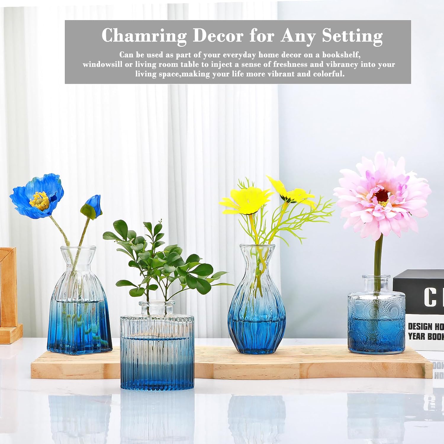 Glass Bud Vases / Deepblue / Blue / Set of 4