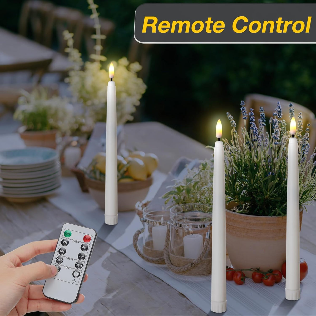 100 Pcs Flickering Flameless Taper Candles Bulk LED Battery Operated Realistic Flame Effect with Remote & Timer Safe No