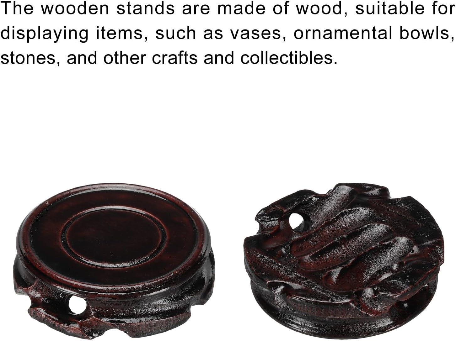 Wooden Stand Holders Displays Base 70mm Diameter for Vase Bonsai Stone / Black / Set of 2