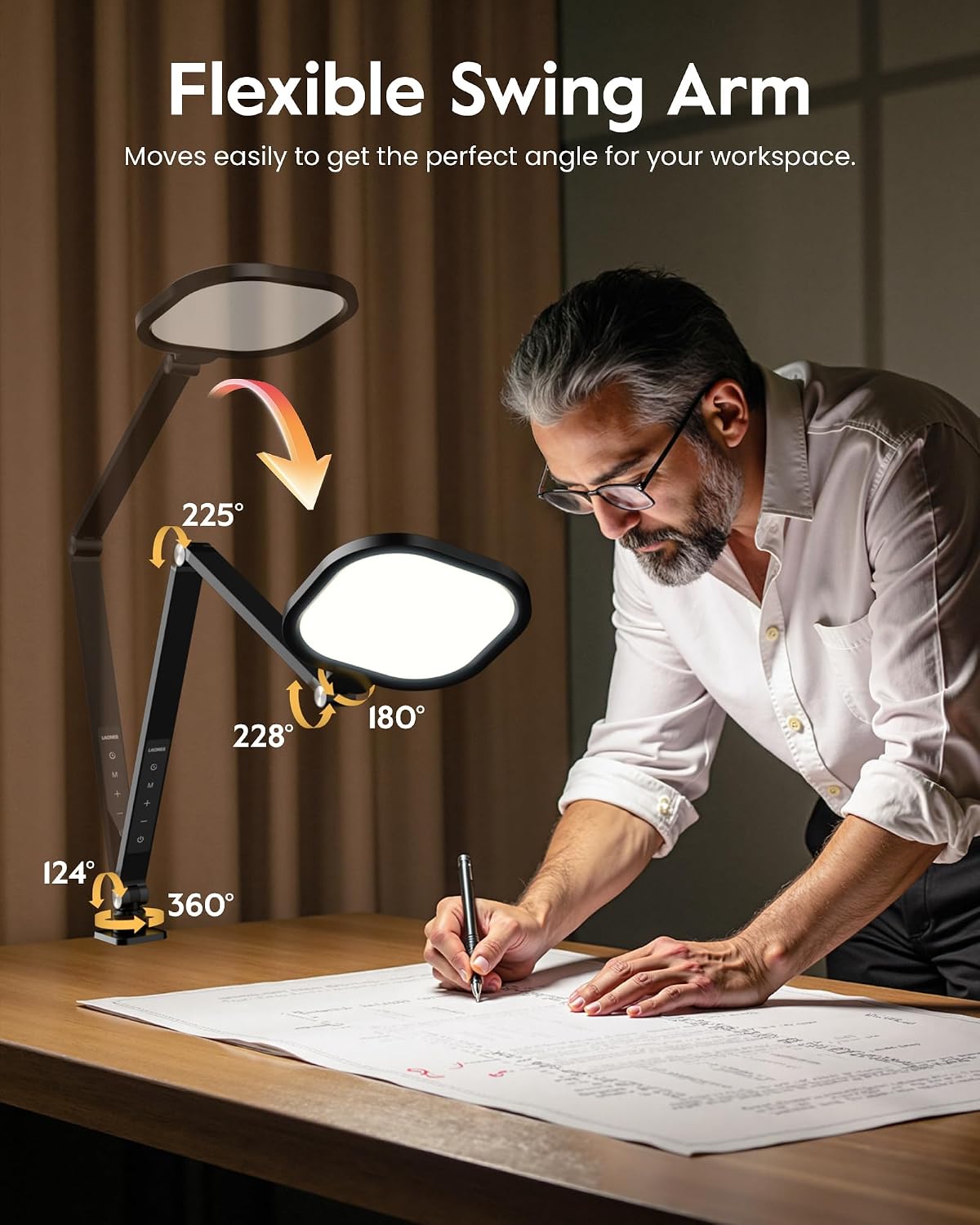 LED Desk Lamp for Home Office with Clamp, Remote, 30 Modes | Eye-Care, Pro Lighting for Zoom Meeting, Video Streaming