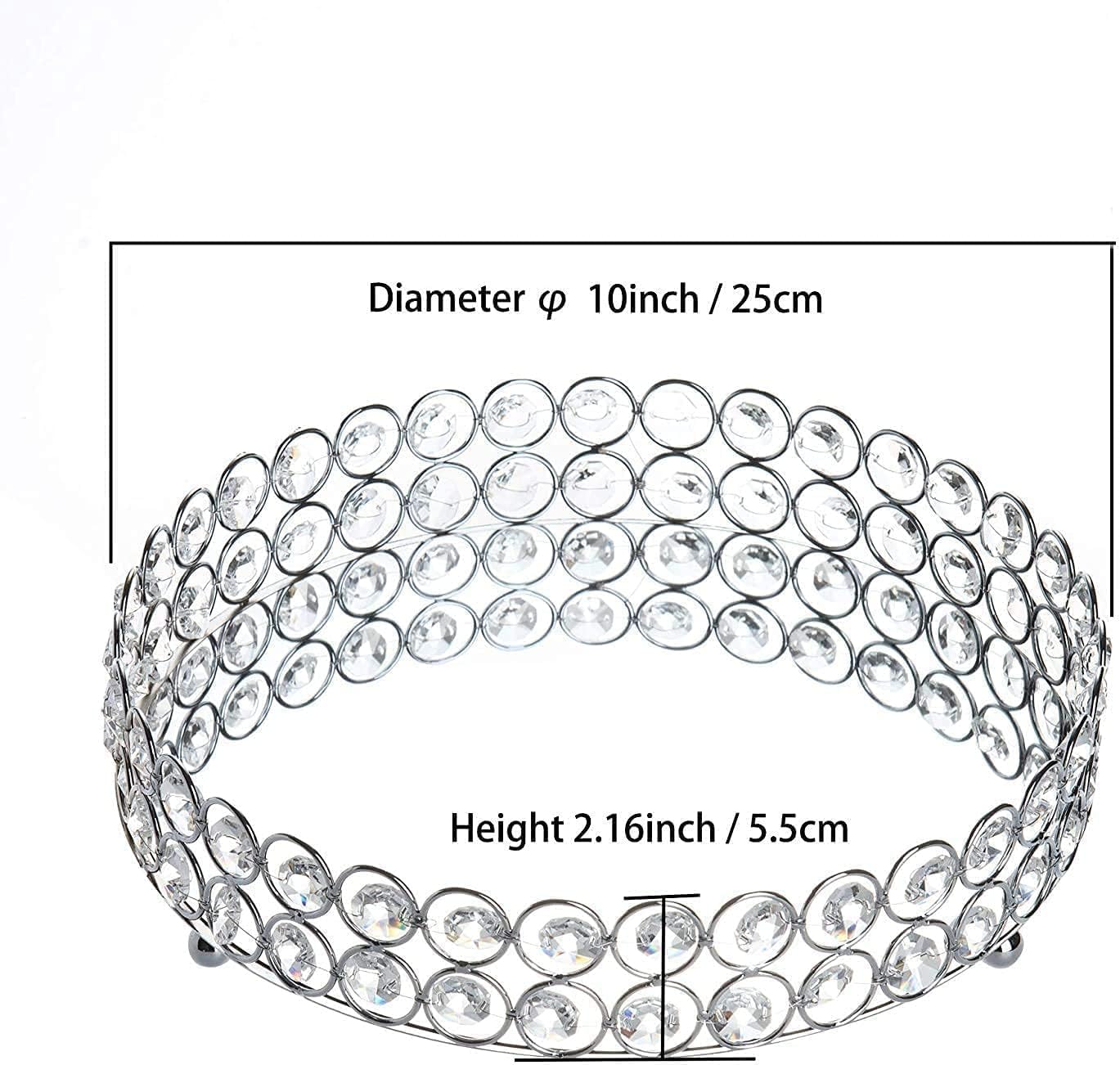 Crystal Perfume Tray Cosmetic Makeup Vanity Tray Jewelry Trinket Organizer Mirrored / Silver
