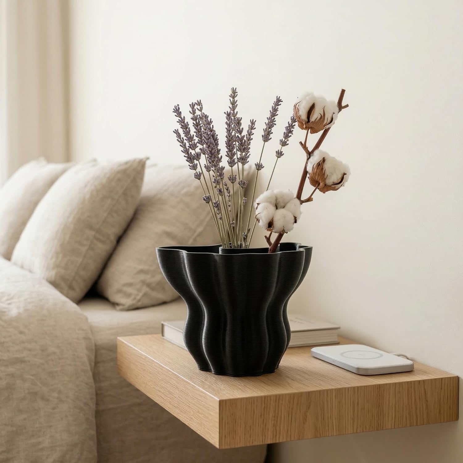 Contemporary Black Ceramic Vase / Black-c, 5.5 Inch