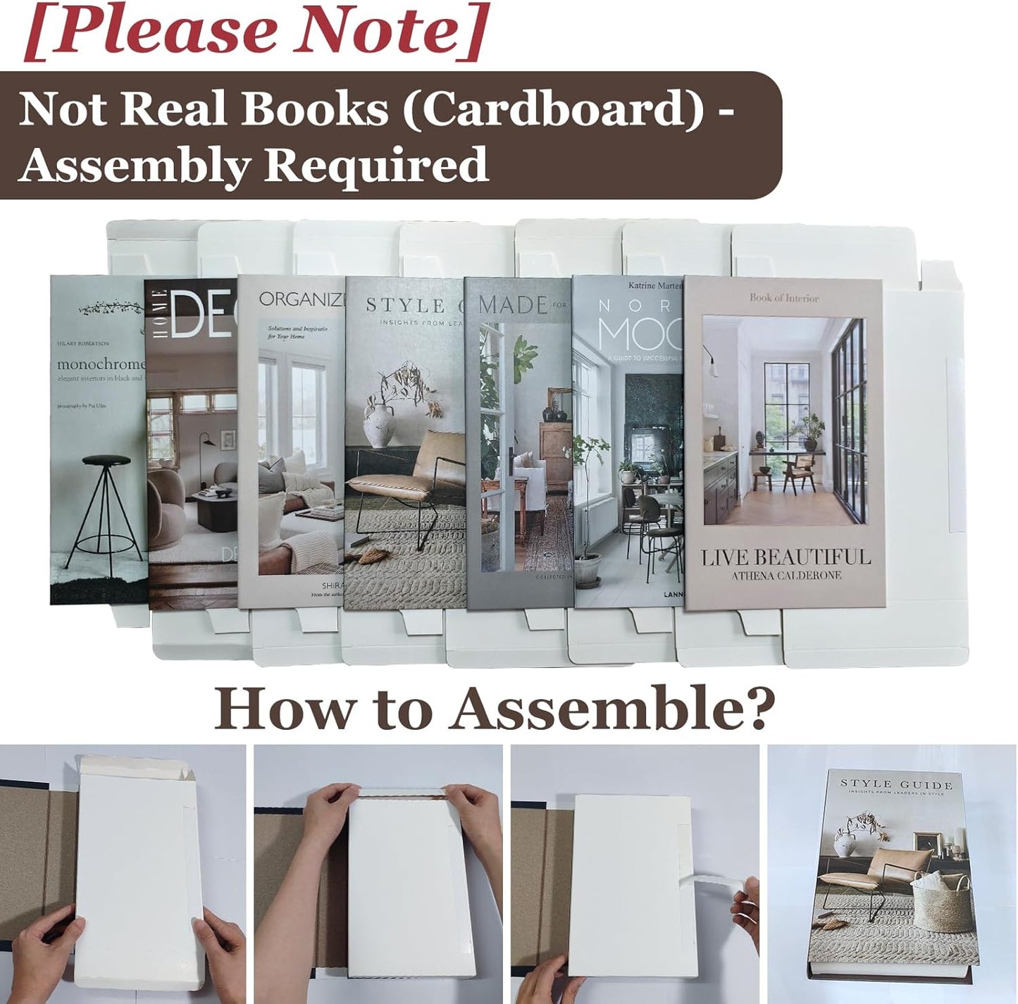 Decorative Books / Fake Books for Decoration / Beige / Set of 7