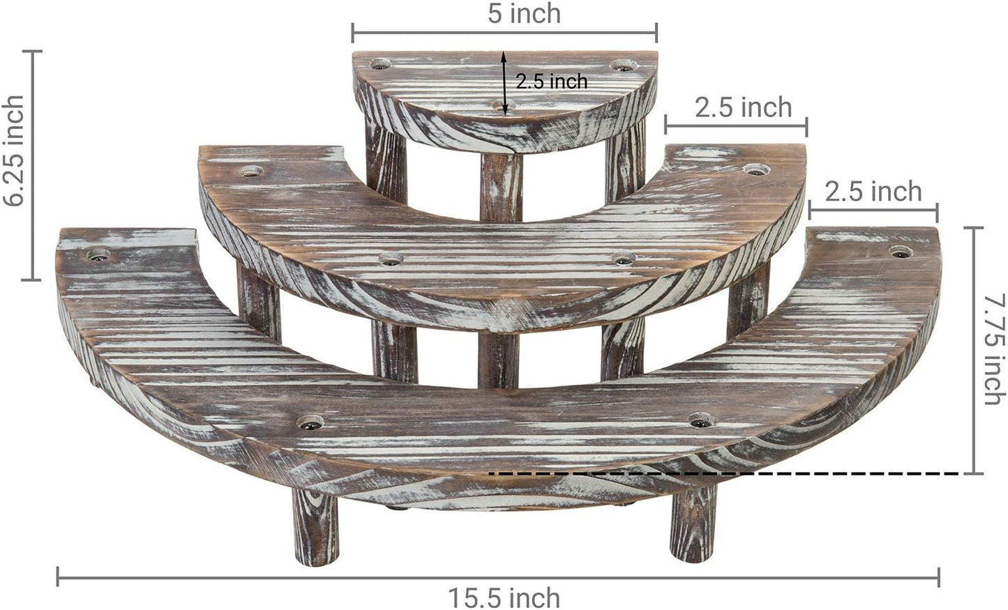 MyGift 3 Tier Torched Wood Cupcake Stand Dessert Display Riser Set of 3 | Torched Wood Finish, Three Level Platform