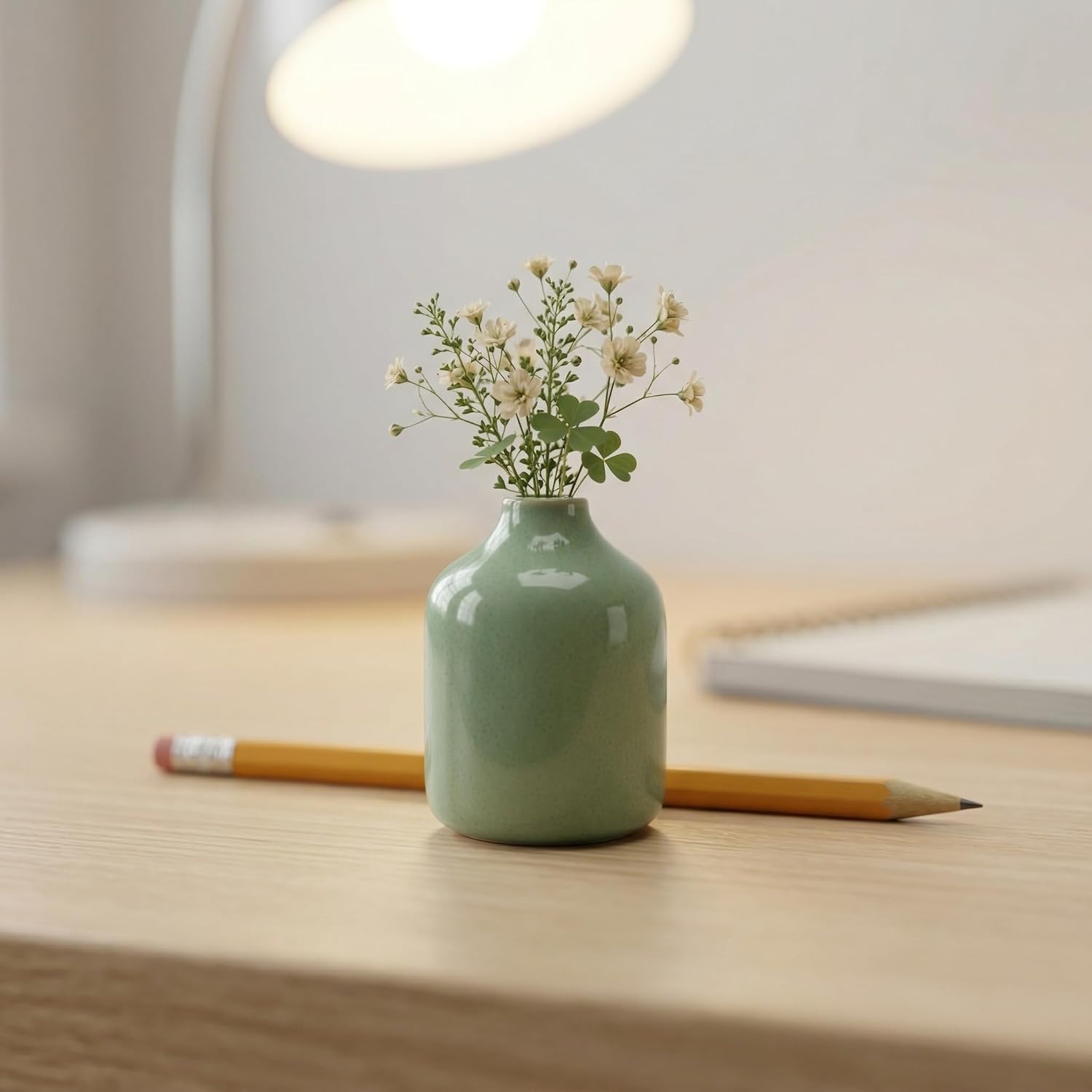 Modern Ceramic Bud Vases / Green / 4 Inch