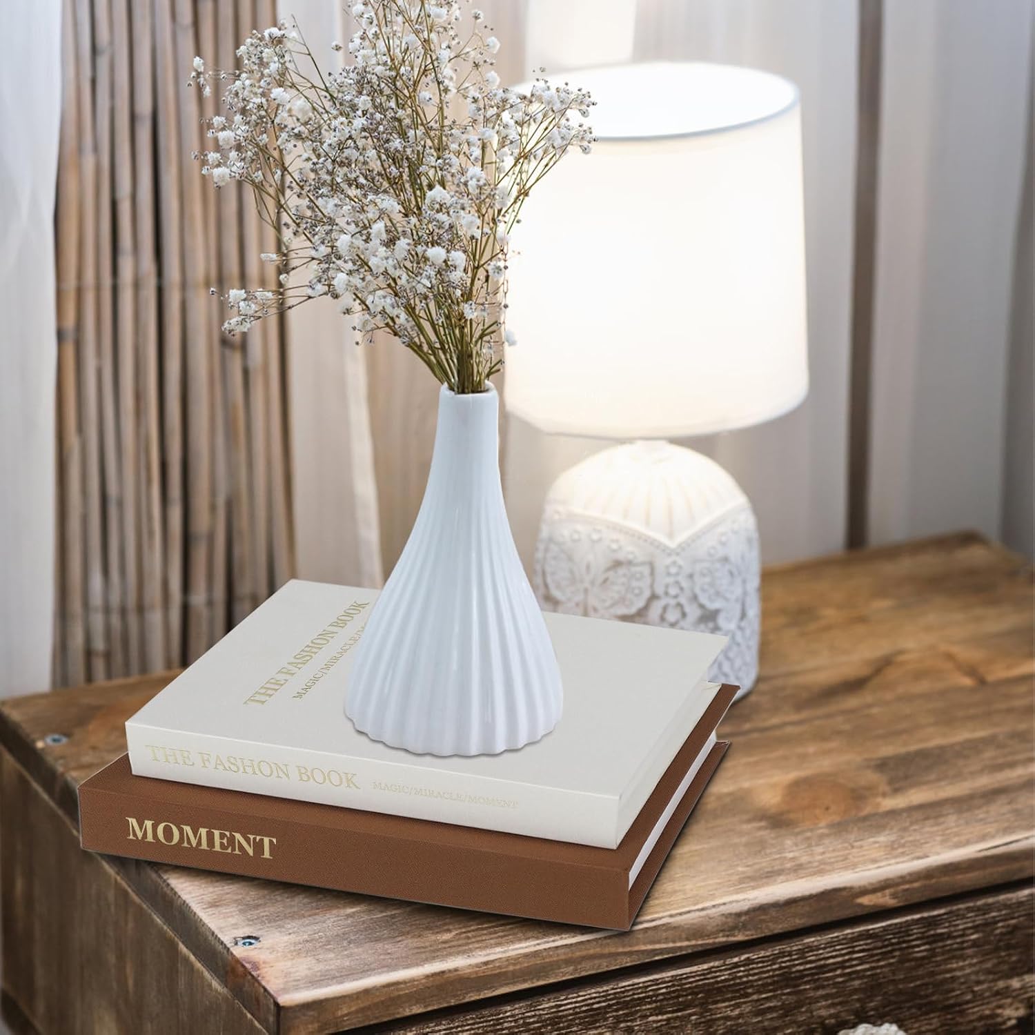 Linen Fake Books / Brown+white / Set of 2