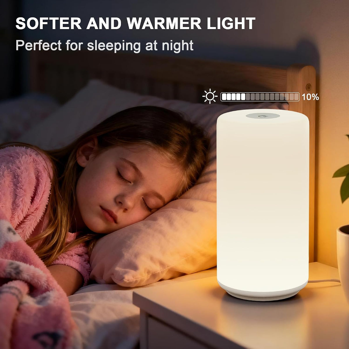 Touch Bedside Table Lamp, [RGB Mode] 3 Way Dimmable Warm White Lights for Bedroom, Multi-Color Smart Nightstand Lamp