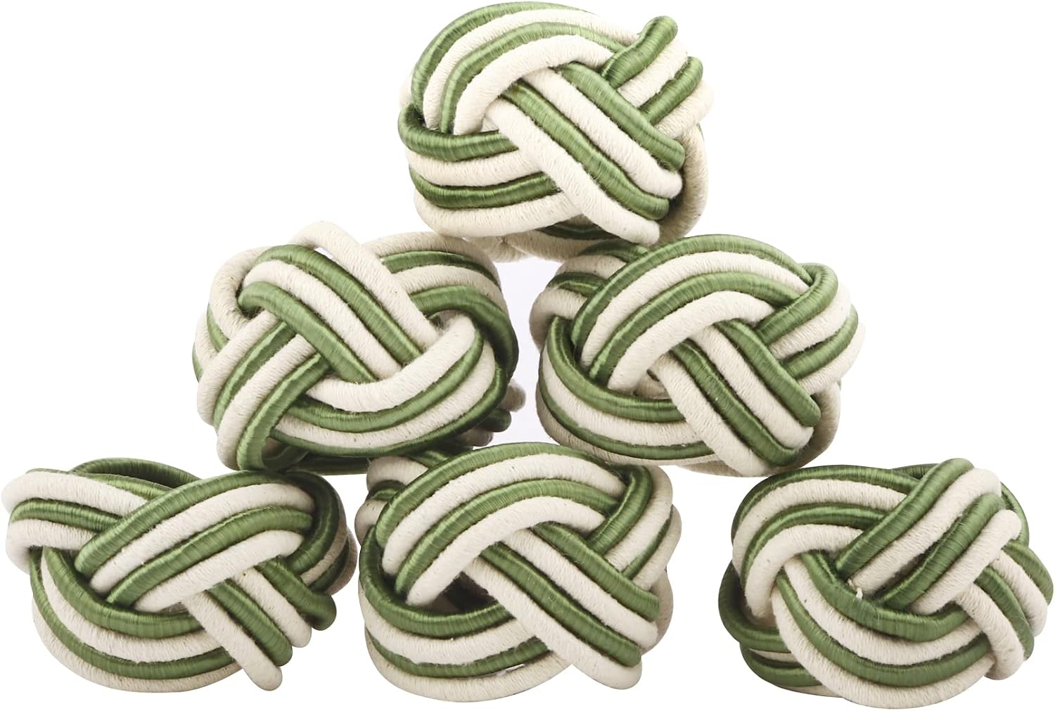 ALPHA Living HOME Modern Woven Napkin Rings Set of 12 - Green/White Polyester & Jute Table Decor for Weddings, Parties
