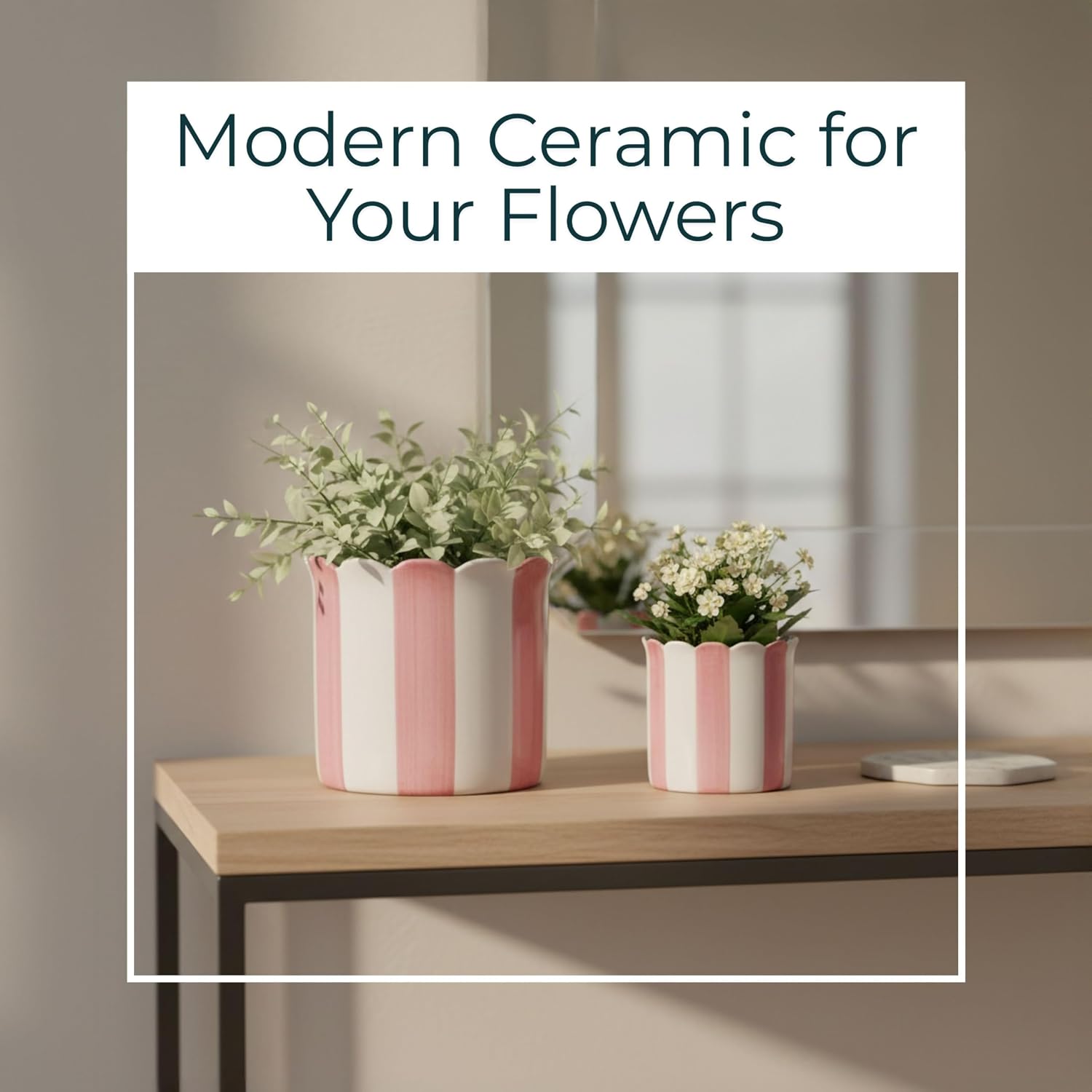 Ceramic Planters / Planter Pots for Greenery / 6 x 6 x 6 / and / Pink / Set of 2