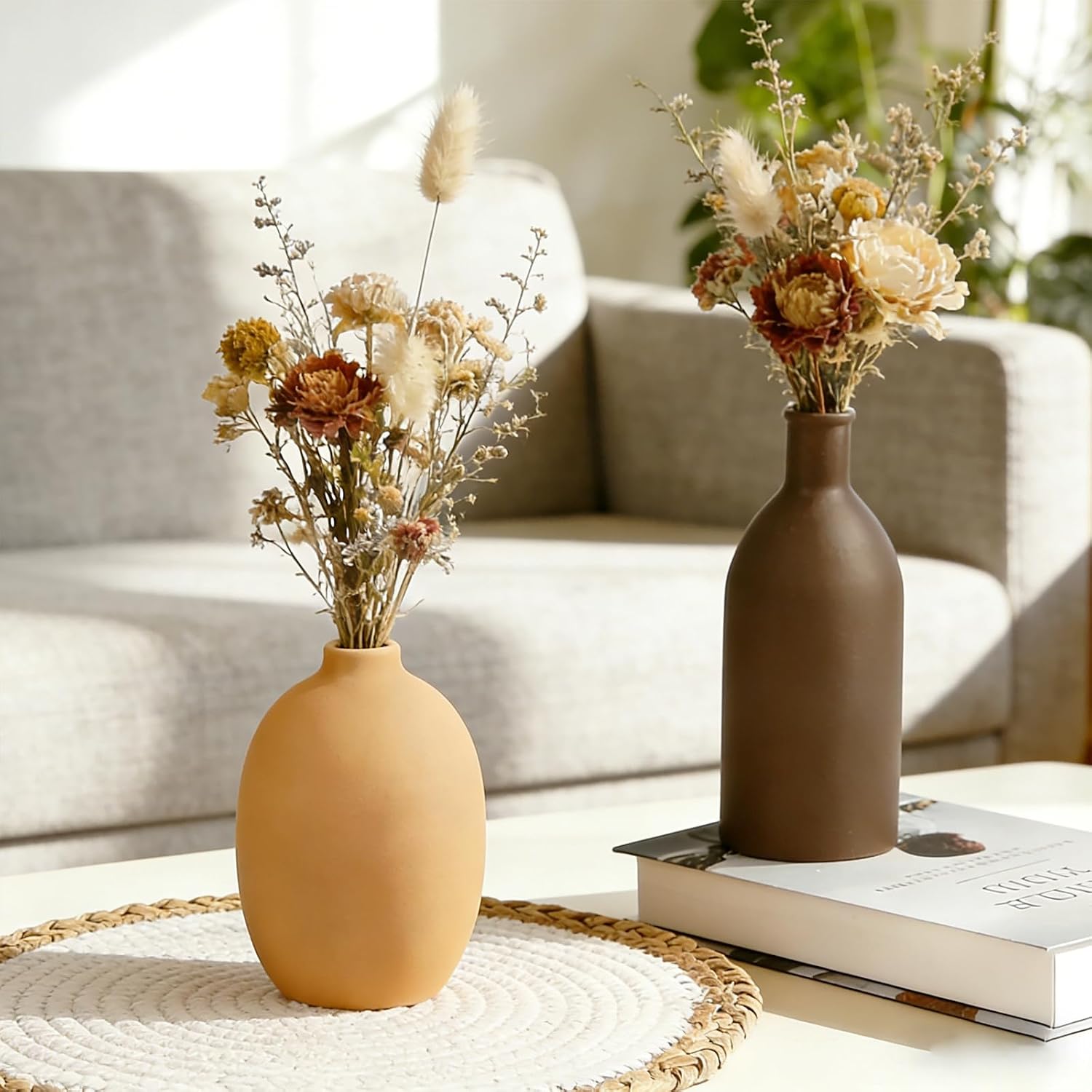 Ceramic Vase / Modern Farmhouse Boho Pottery Vases / Set of 5