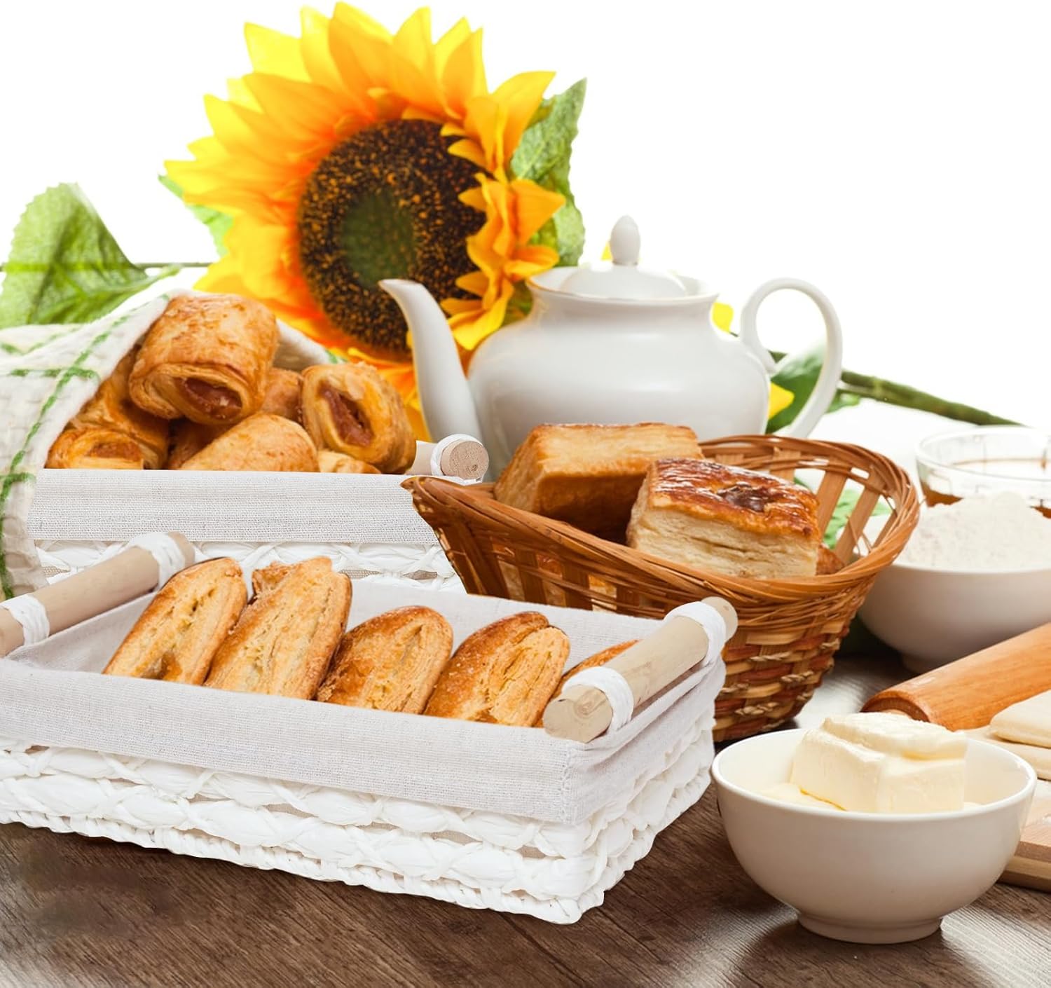 Storage Basket Wicker Baskets for Organizing / White