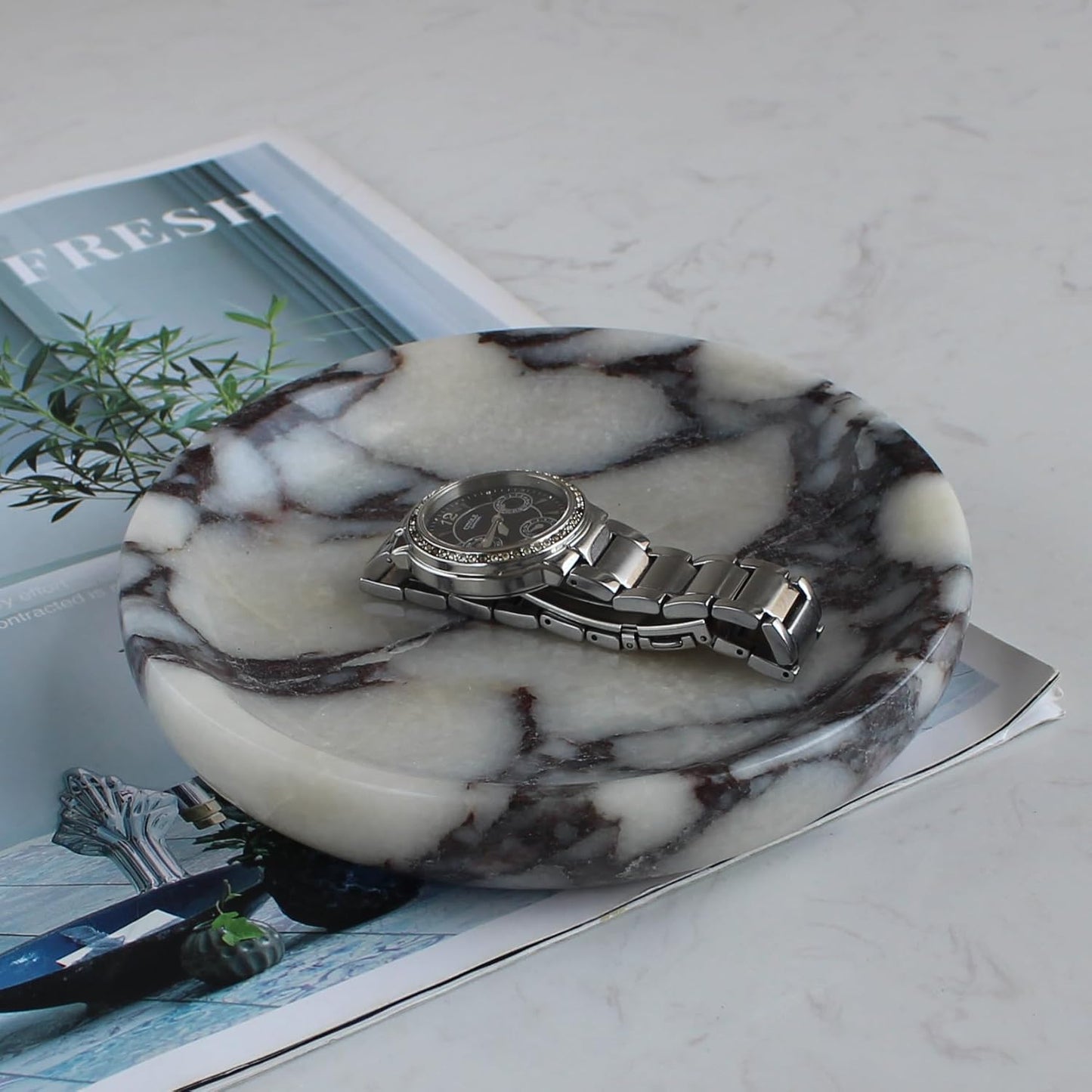 Trinket Dish for Ring Earring / Calacatta Viola / Natural