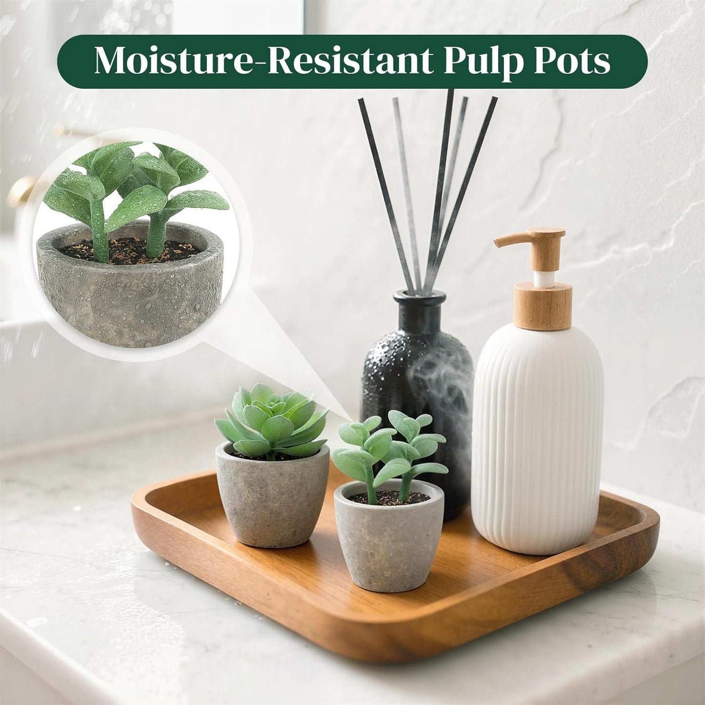 Artificial Succulent Plants Potted / Green / Set of 6