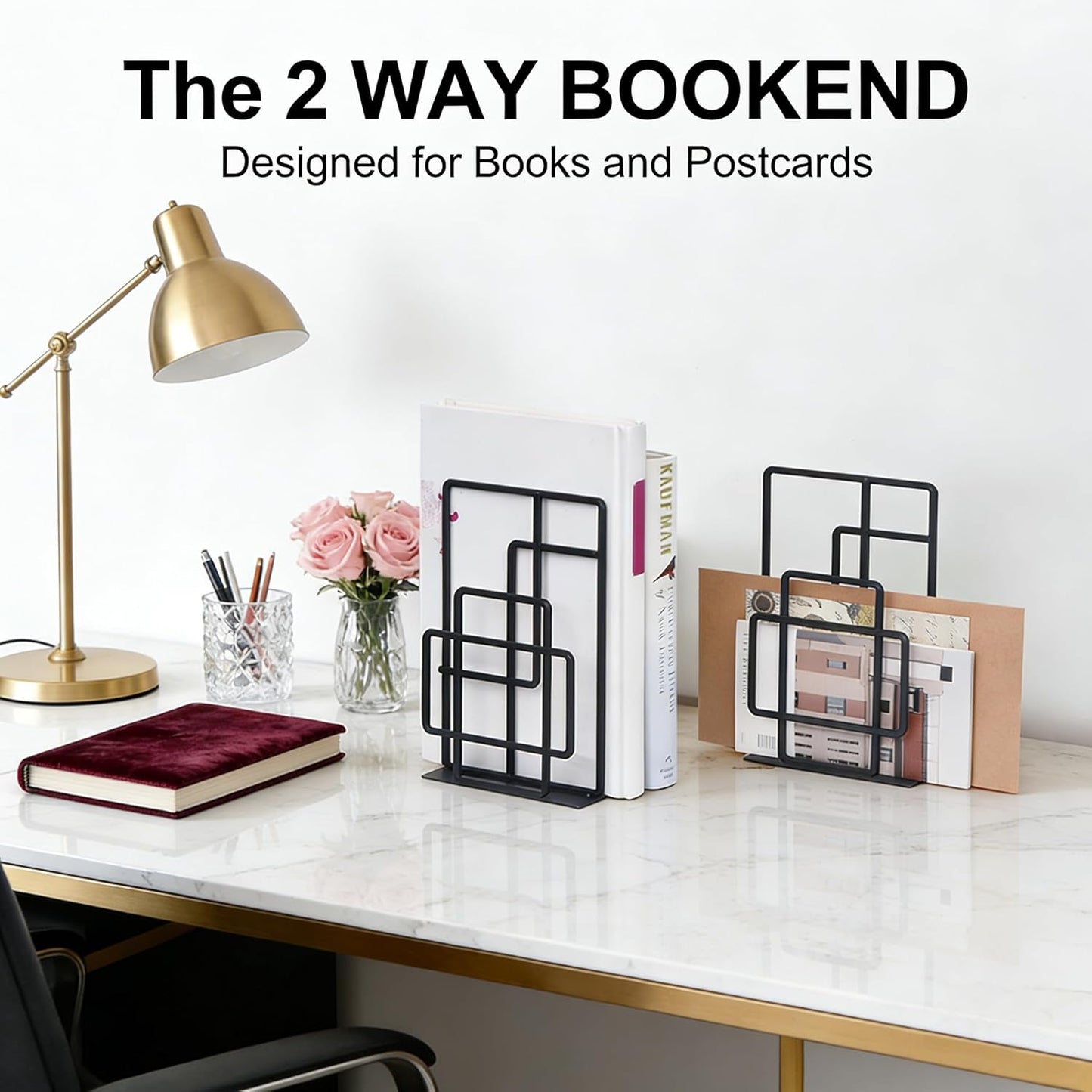 Decorative Bookends / Book Ends Heavy Duty / Black