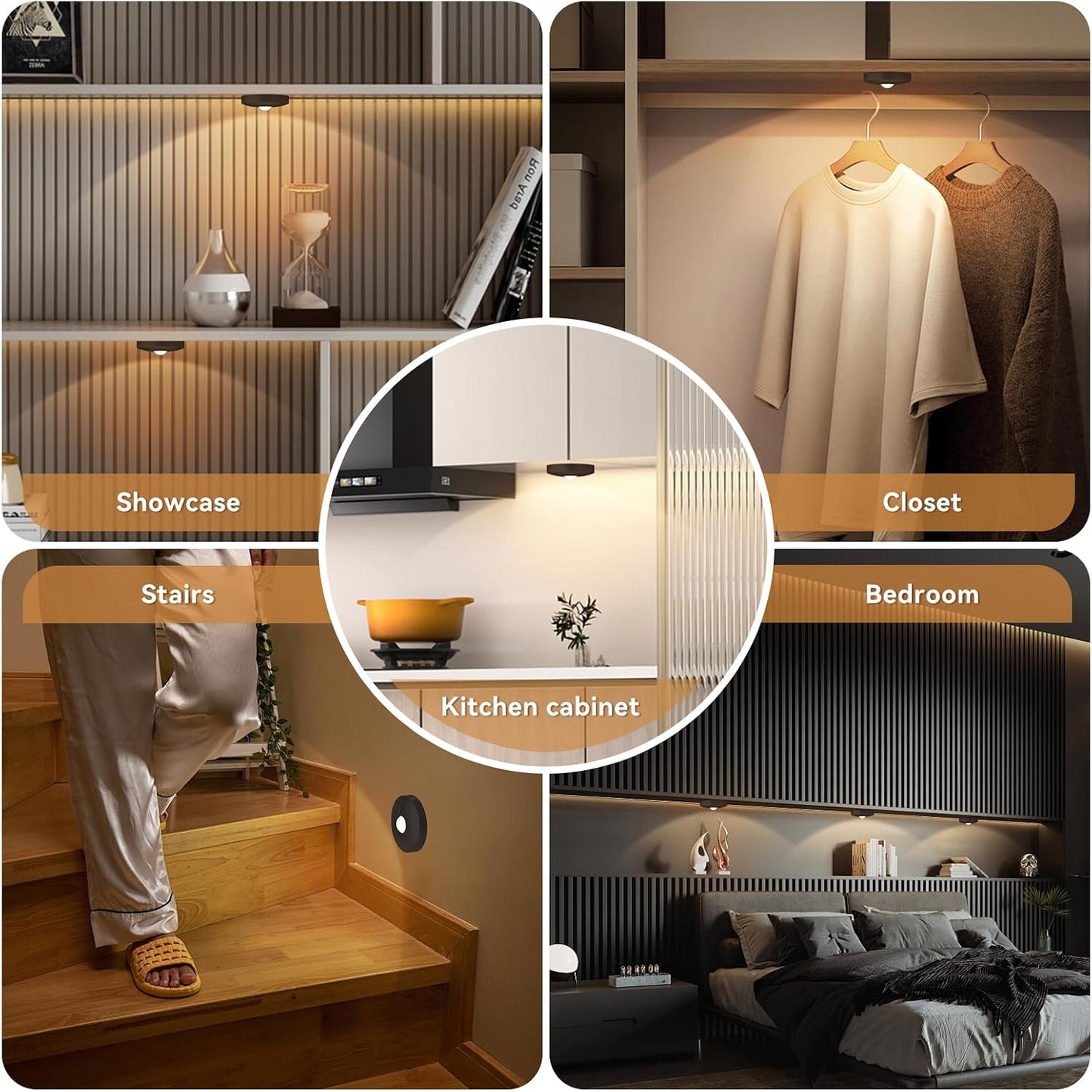 Yiliaw Rechargeable Puck Lights with Remote, 12 Pack Magnetic Under Cabinet Lighting, 1500mAh Battery Operated LED Tap