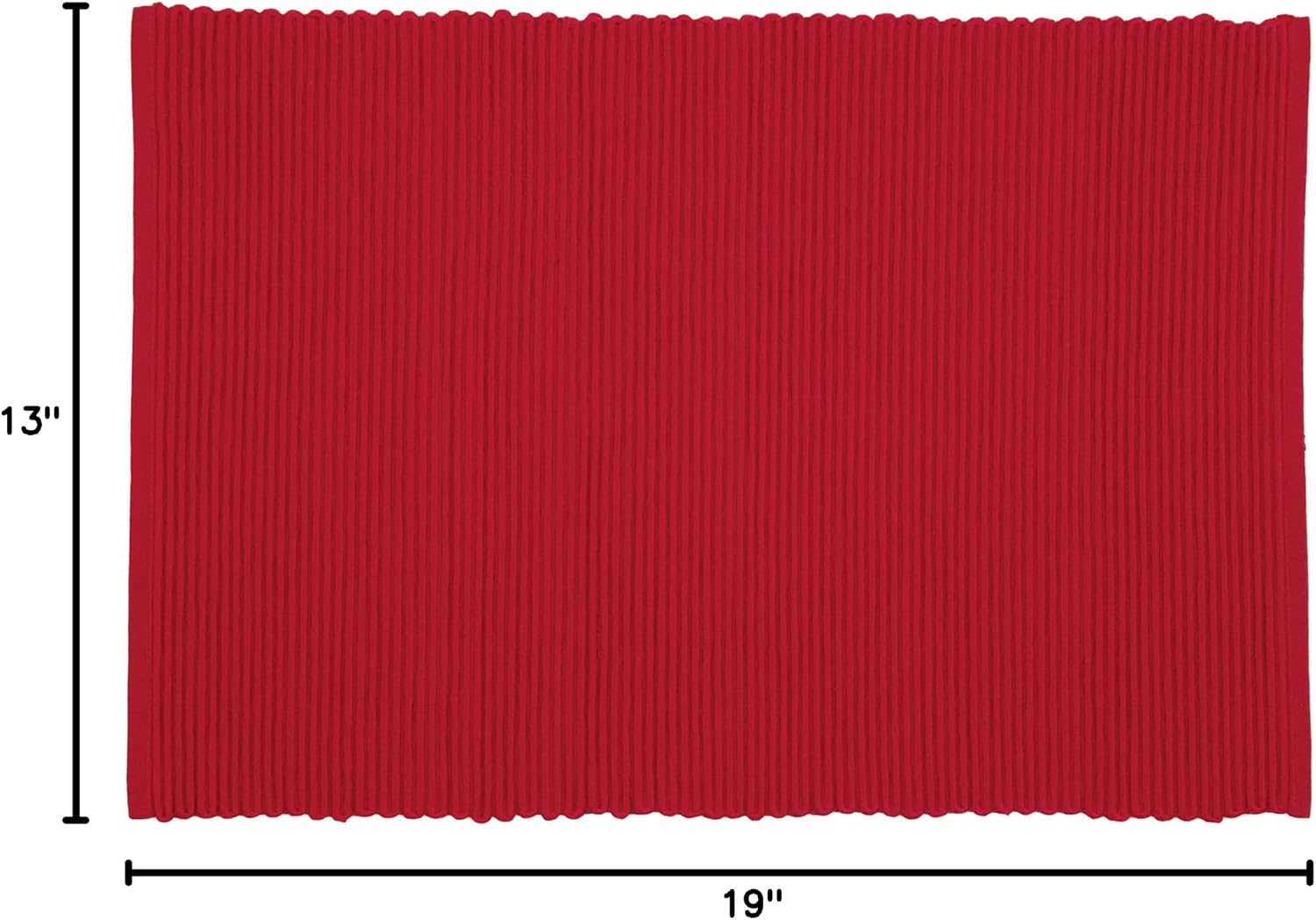 Now Designs Spectrum Placemats Ribbed Cotton, Chili Red, 19x13 inches (901495aa), Large, Set of 4