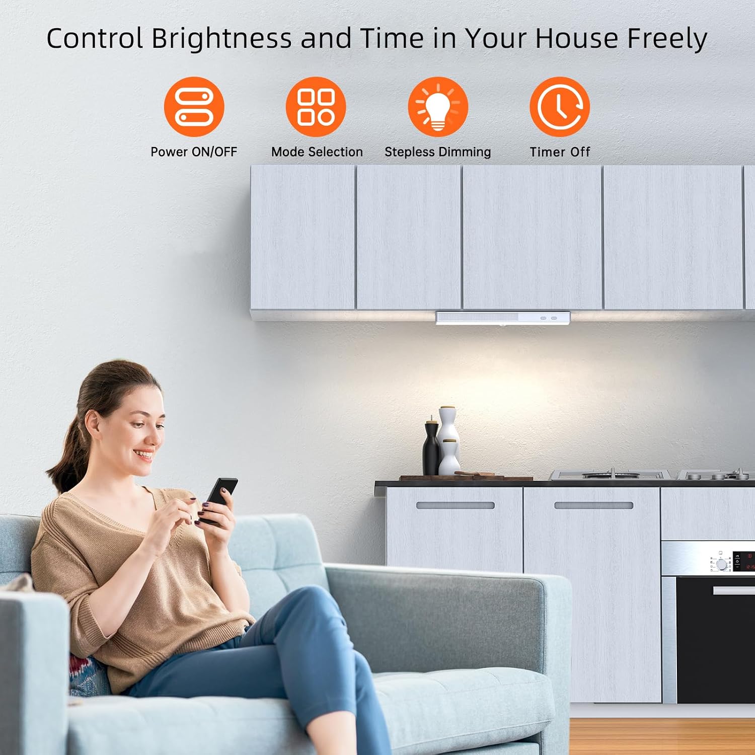 LED Closet Light, 6 Pcs 30LEDs Dimmer Rechargeable Motion Sensor Under Cabinet Lighting, Stick-Anywhere Night Safe