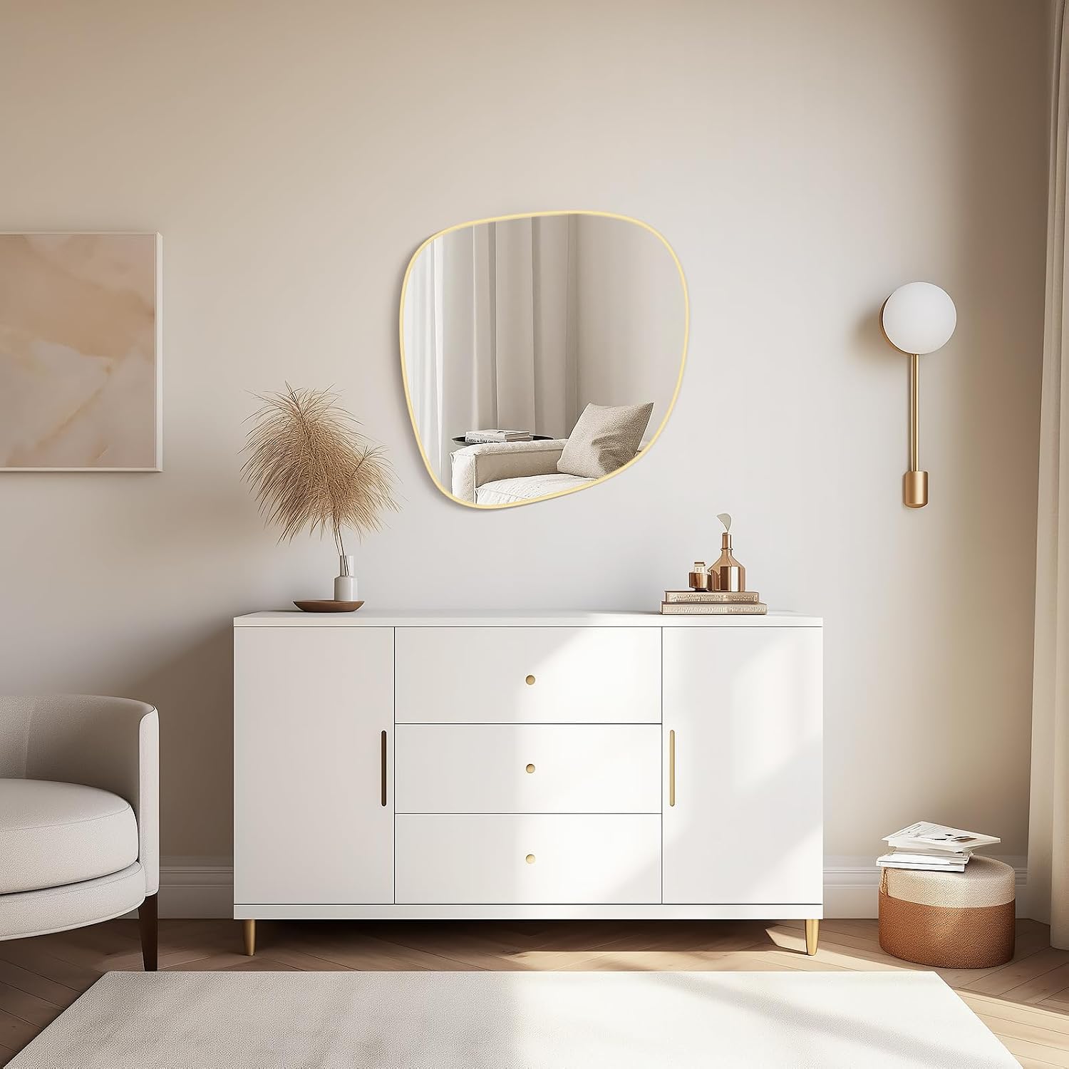Irregular Wall Mirror / Gold New / 27"L x 26"W