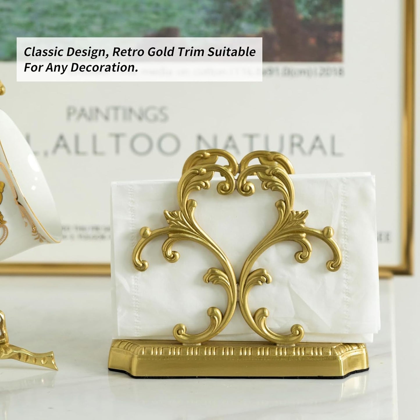 Brass Napkin Holders for Paper Napkins & Kitchen Dining & Countertops / Gold Napkin Holder