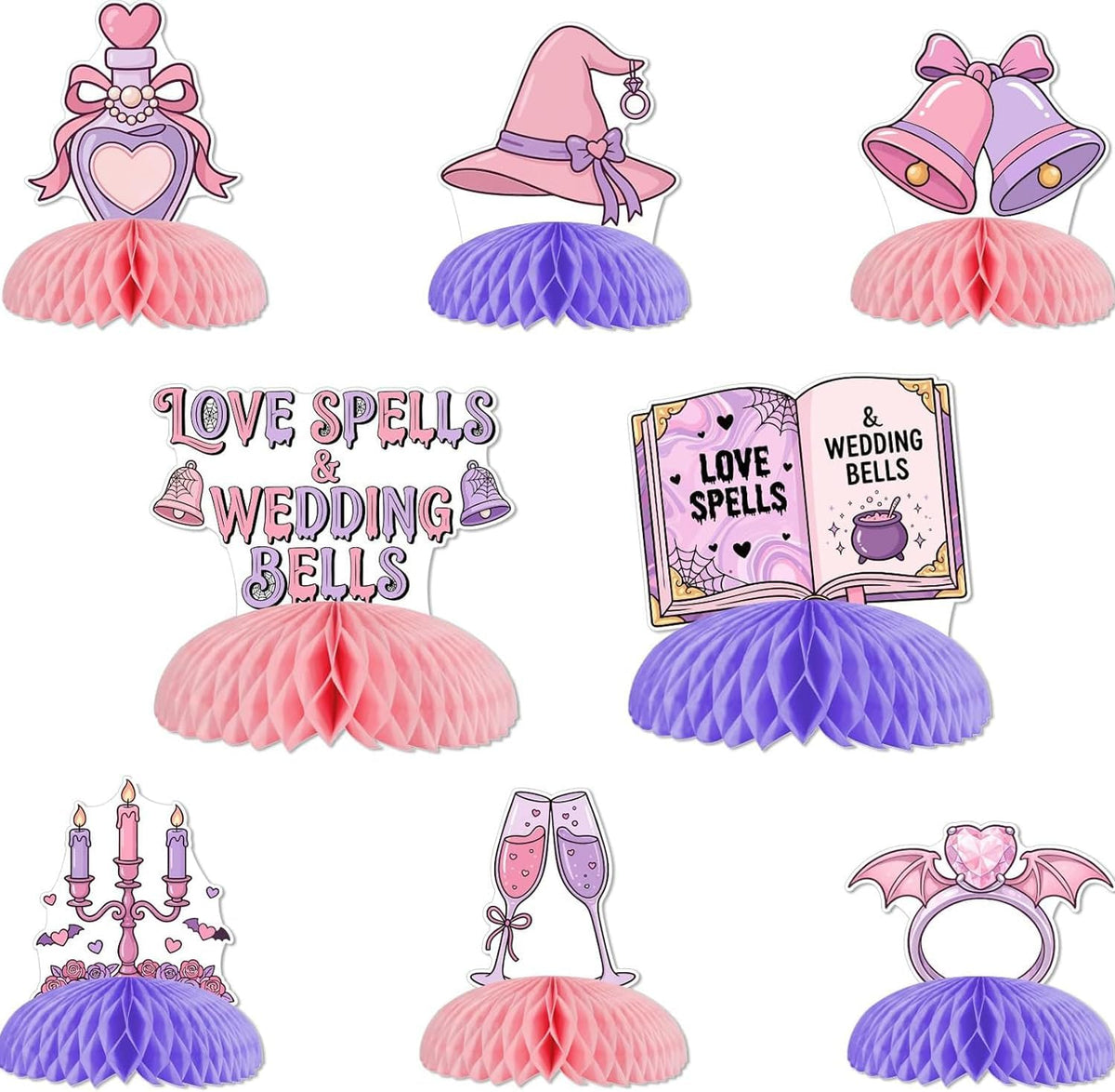 Love Spells And Wedding Bells Bachelorette Honeycomb Centerpieces