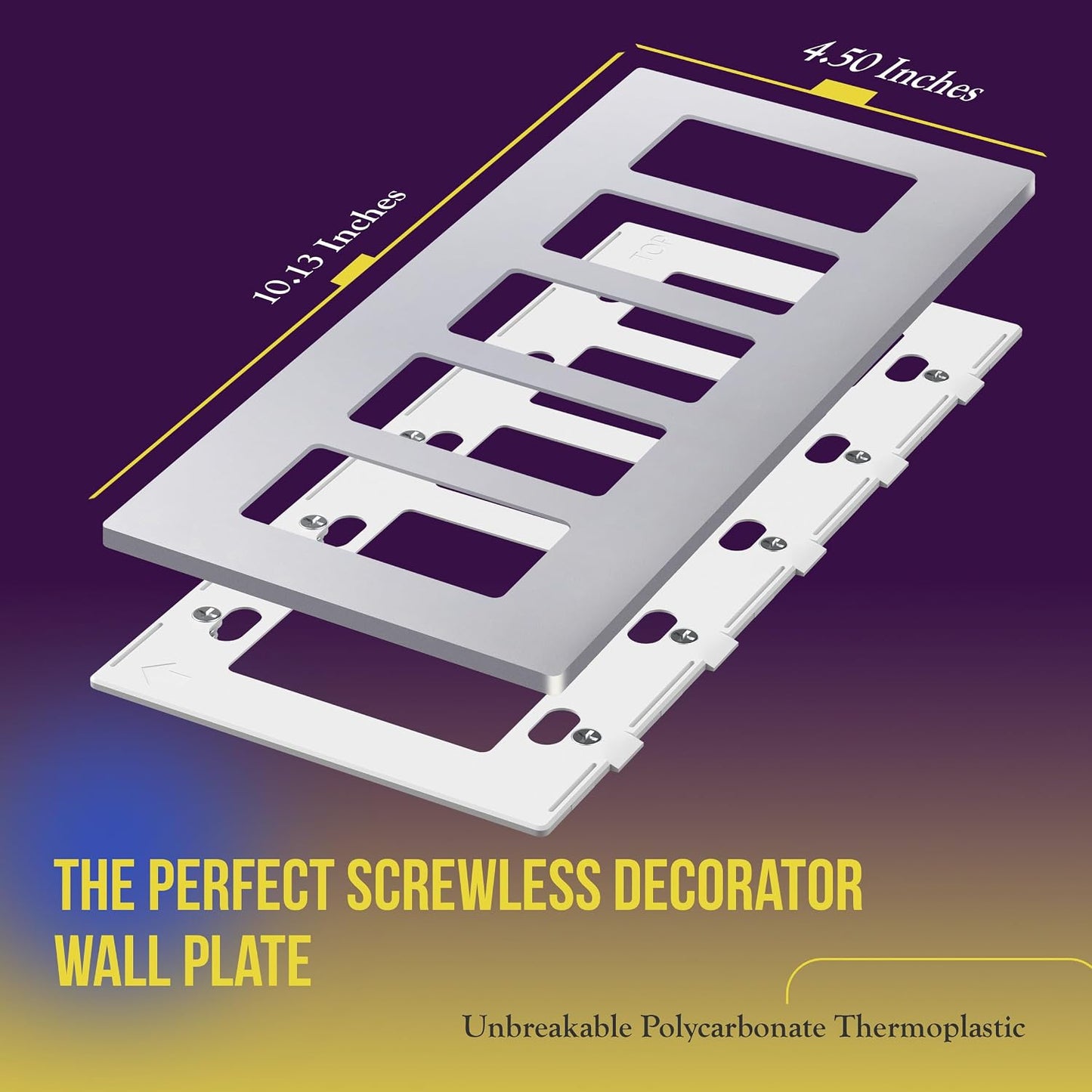 ENERLITES 5-Gang Silver Screwless Decorator Switch Outlet Wall Plate Cover