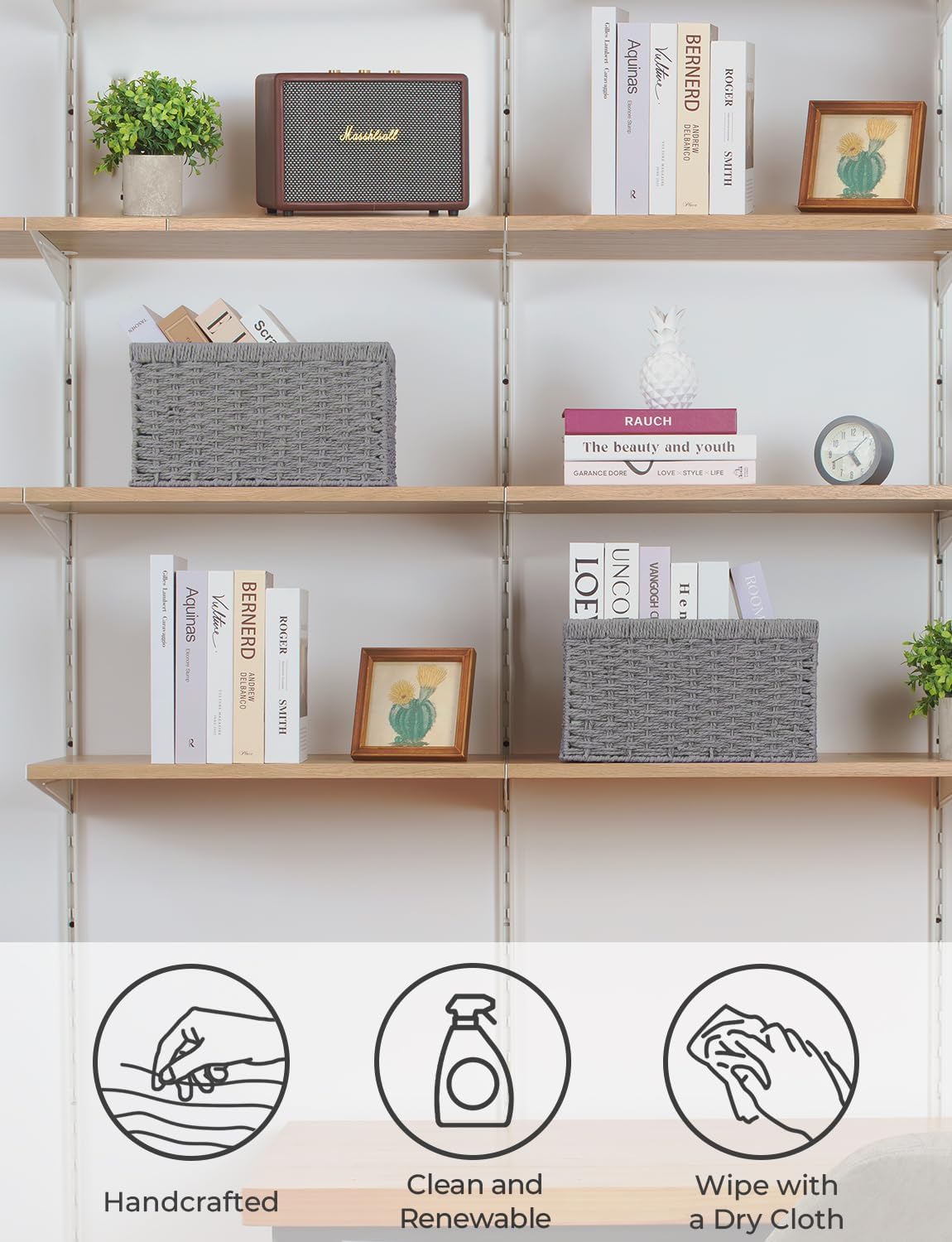 Rectangular Wicker Baskets / Gray / 2 x 13 / Set of 2
