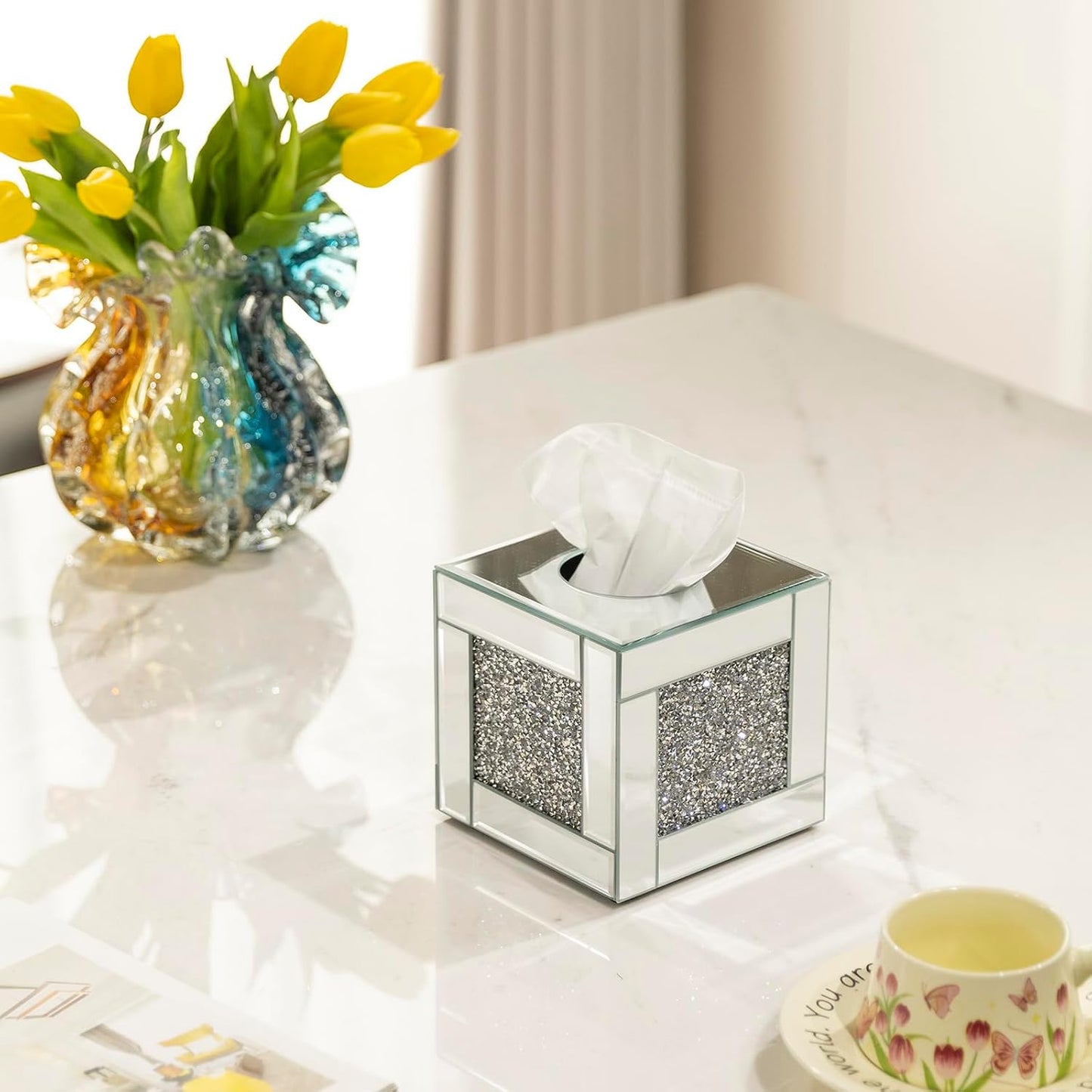Square Glass Facial Tissue Holder