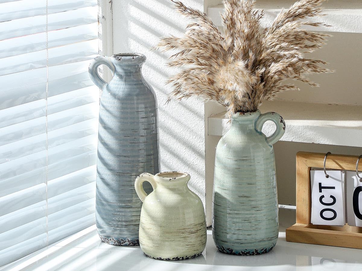 Ceramic Vase / 010 Vase Set with Handle - Multicolor / Set of 3