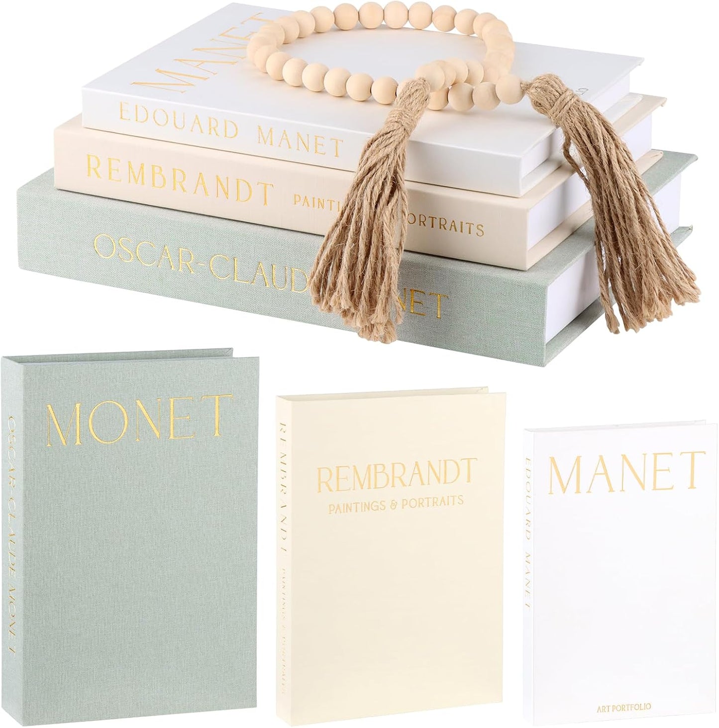 Faux Books / Decorative Linen Book Storage Boxes / Set of 3