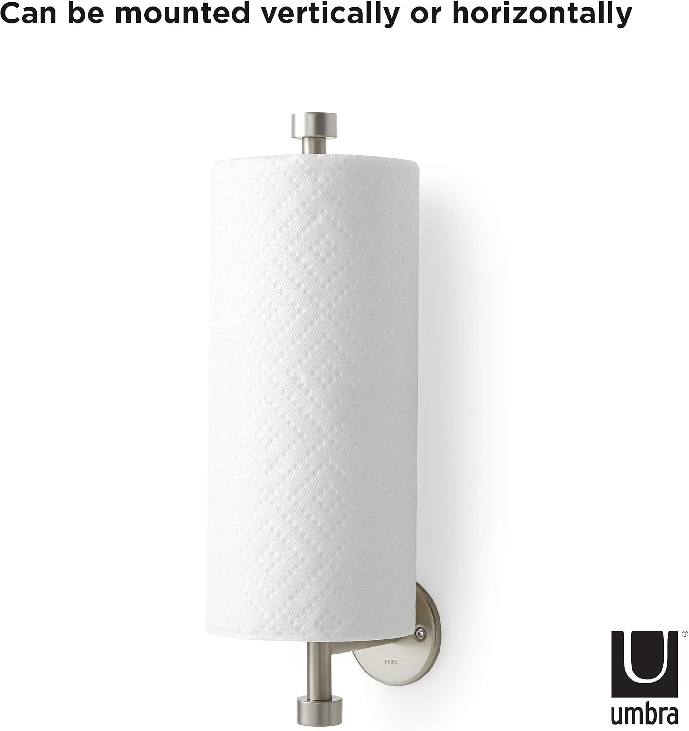 Umbra - 1009237-410 Cappa Paper Towel Holder – Modern Under Cabinet or Wall Mount Dispenser (Horizontal or Vertical)