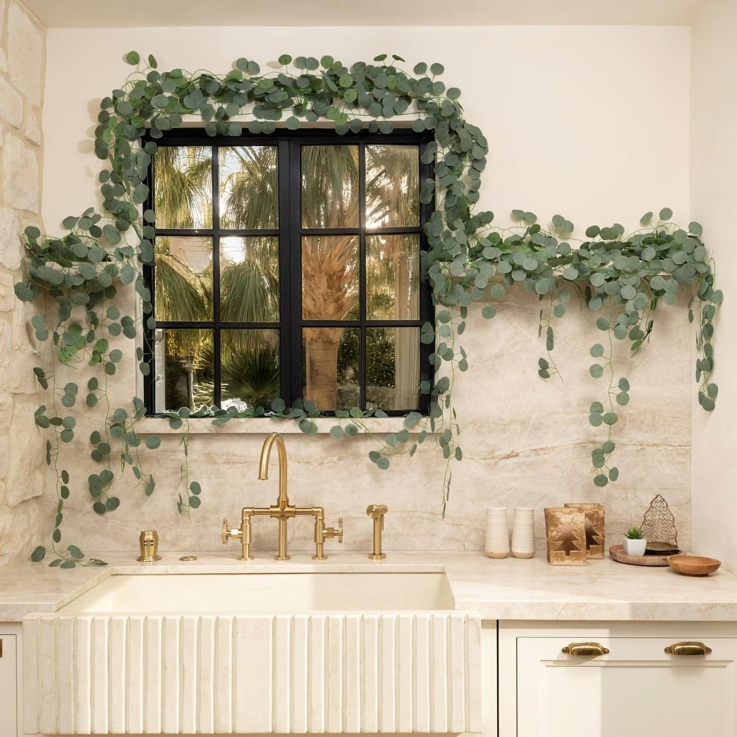 Artificial Greenery Garland Faux Eucalyptus Leaves Table Vines / 168FT / Set of 24