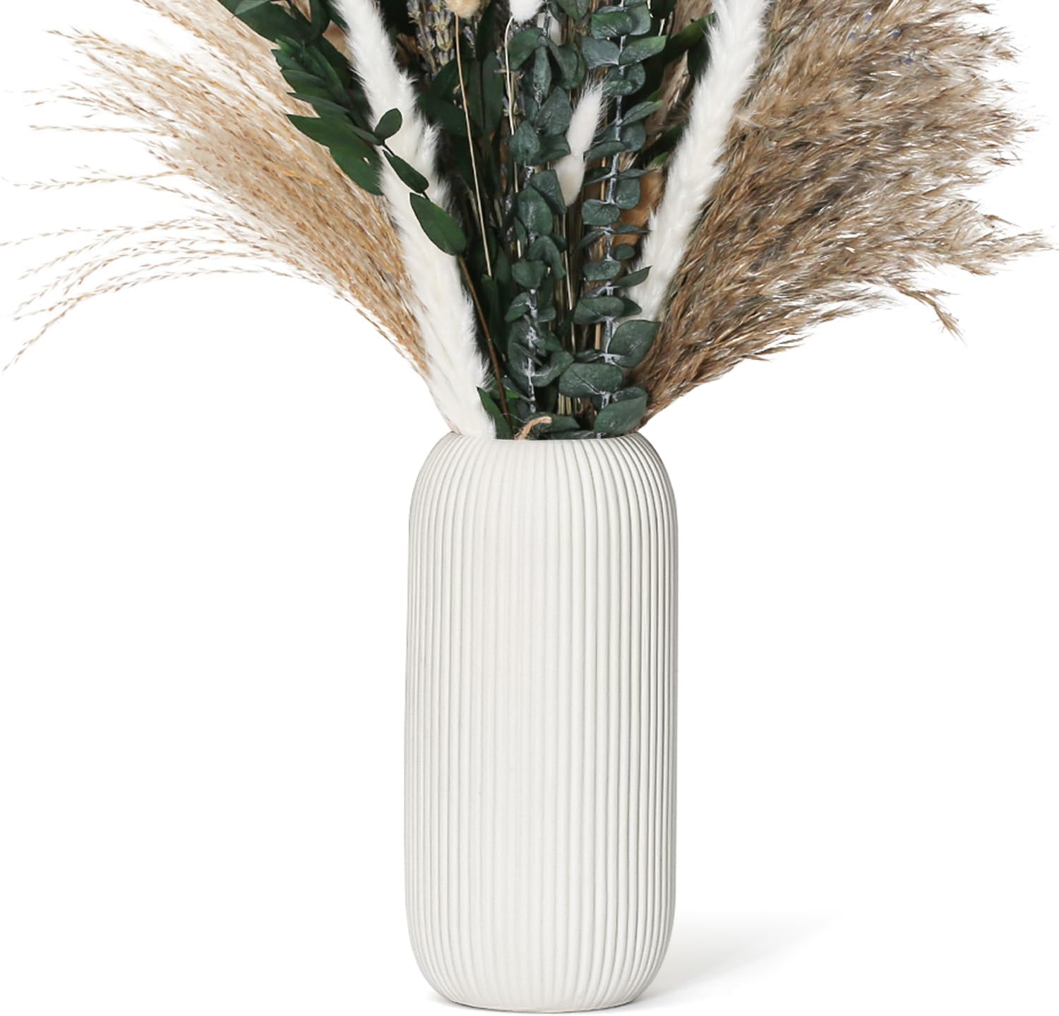 Bohemian Ceramic Vase / White / 8in-pill / 8 Inch