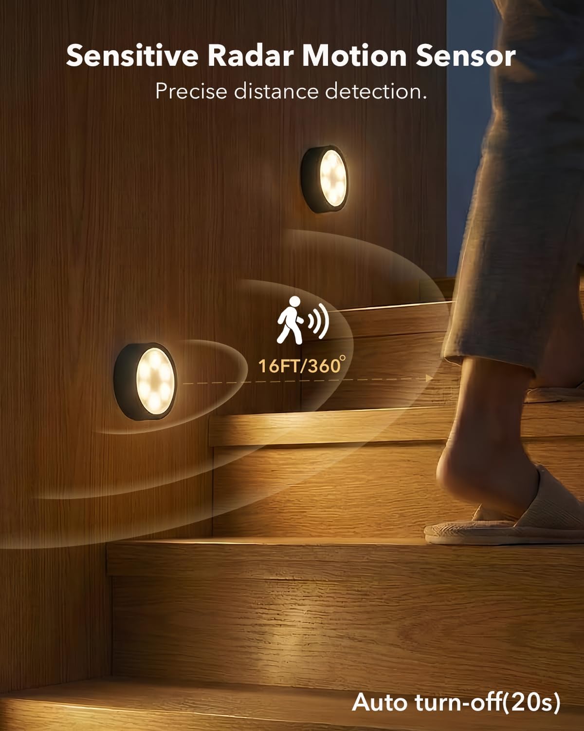 2400mAh Rechargeable Puck Lights, Motion Sensor Under Cabinet Light | RGB Color Changing, Magnetic, USB-C, Timer