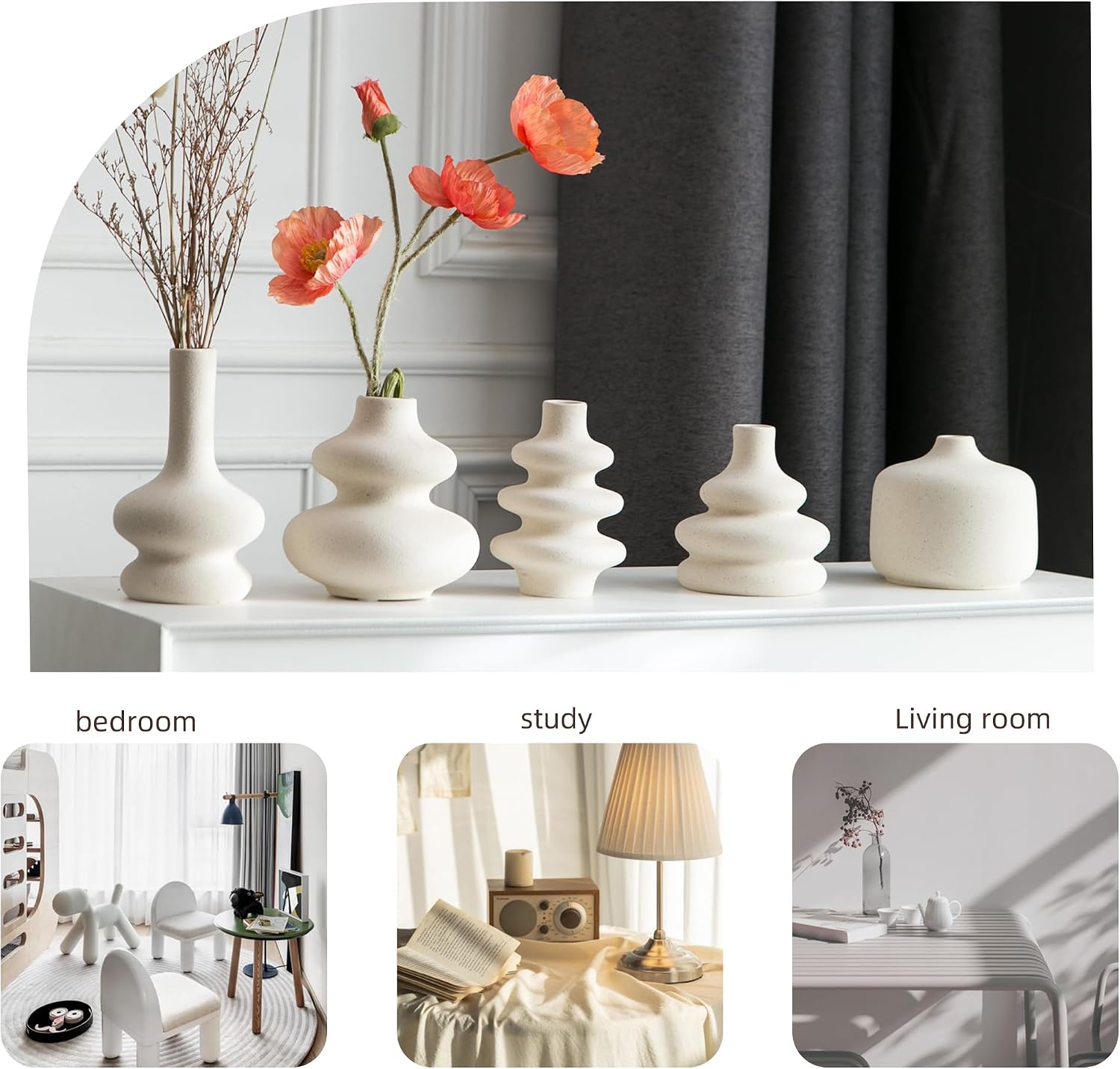 Small Ceramic Vase / White / Set of 5